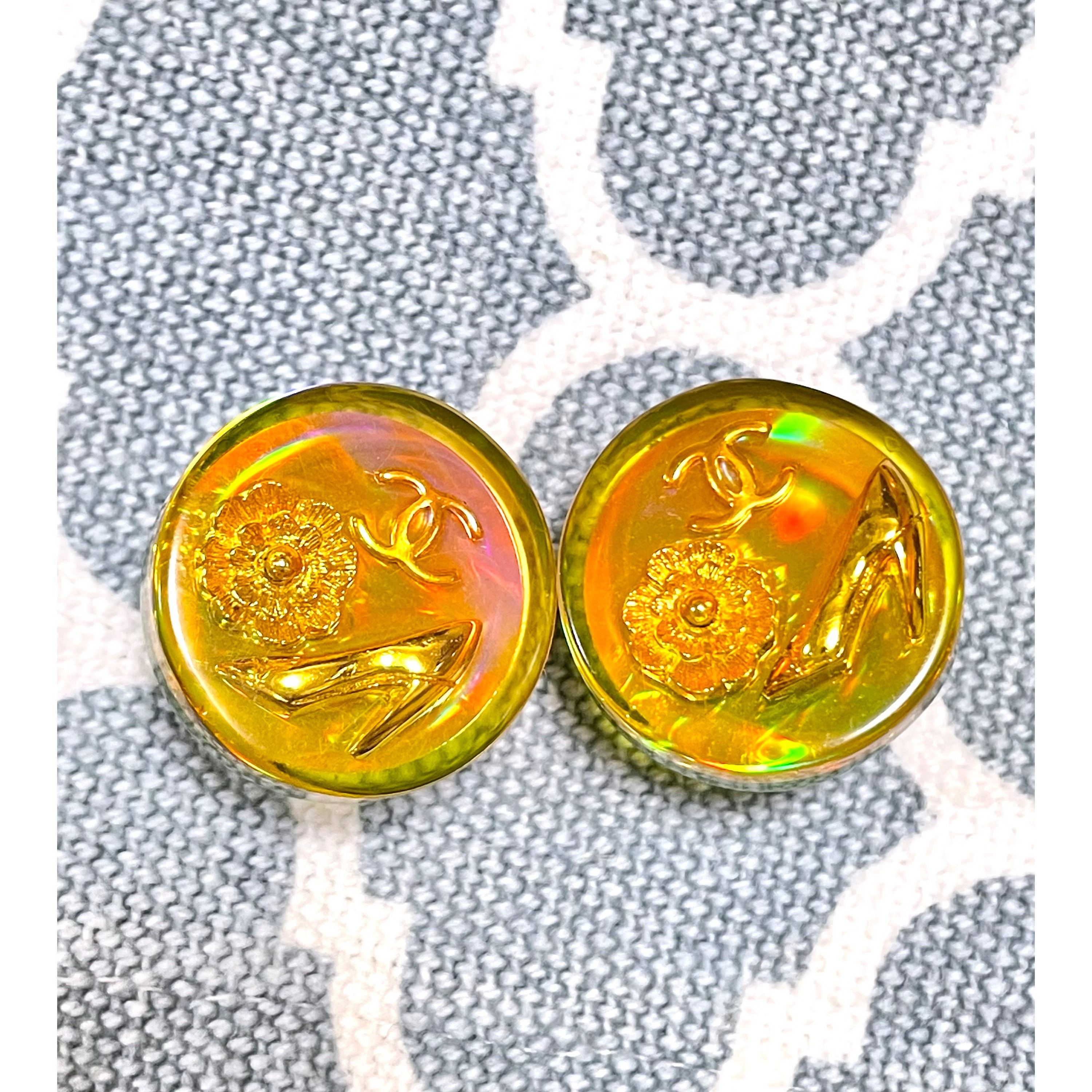 Chanel Vintage CHANEL yellow orange tone aurora resin earrings Size ONE SIZE - 3 Thumbnail