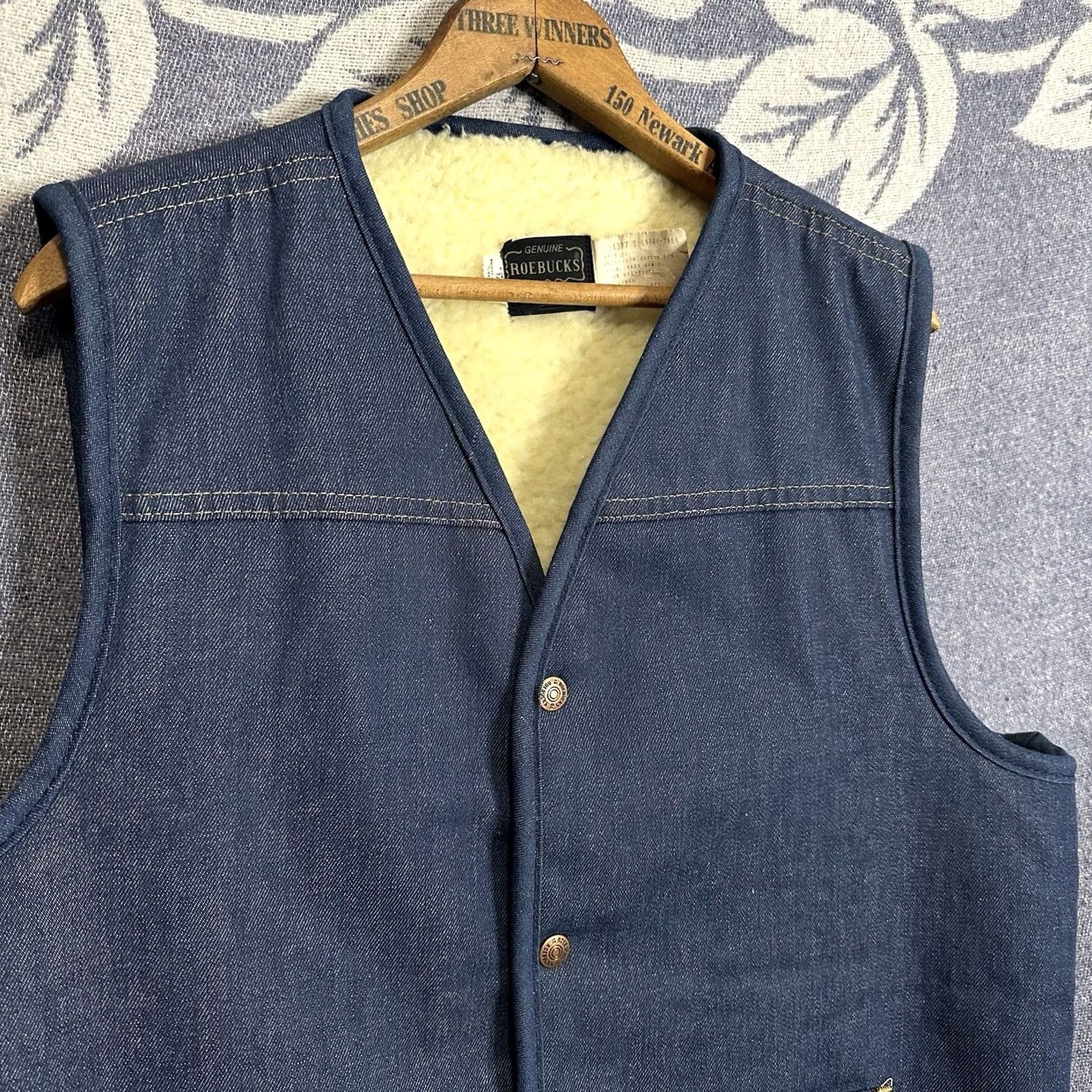 Sears VINTAGE Sears Roebuck Denim Vest Sherpa Lined Men’s Large Tall NWT 51307 Size US L / EU 52-54 / 3 - 2 Thumbnail