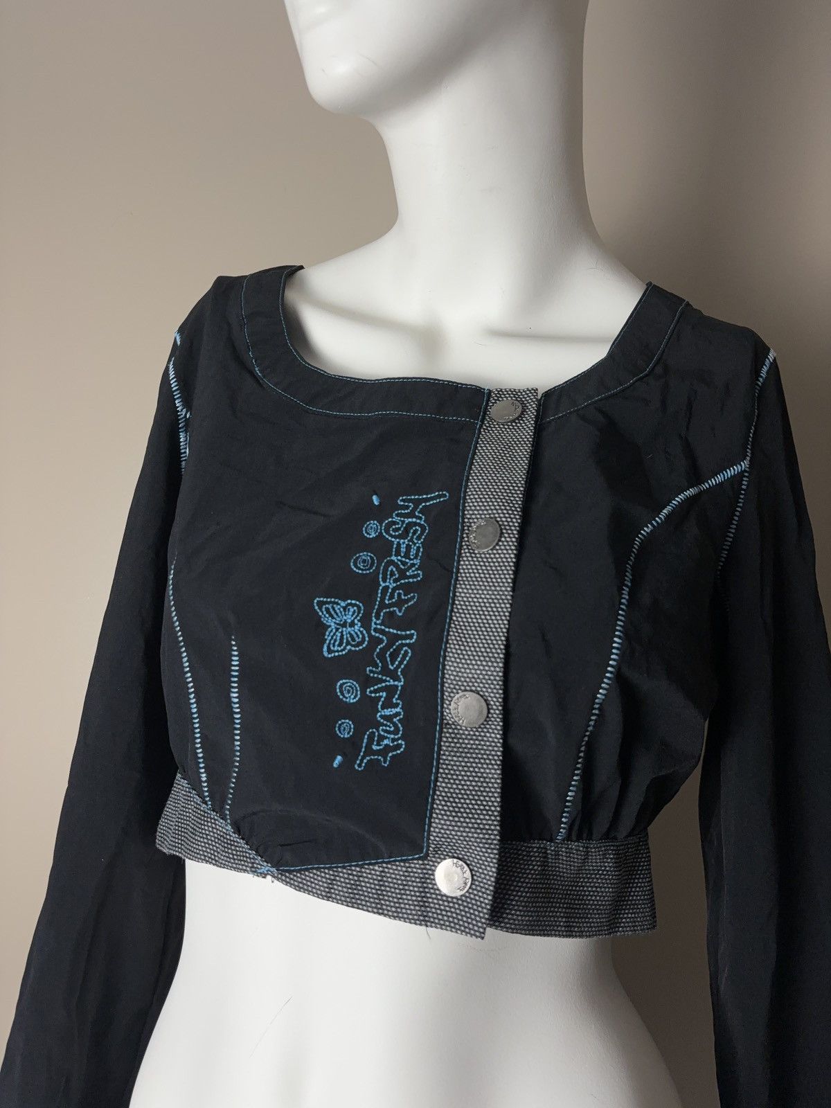 Vintage French cropped asymmetric vintage jacket coquette style Size S / US 4 / IT 40 - 3 Thumbnail