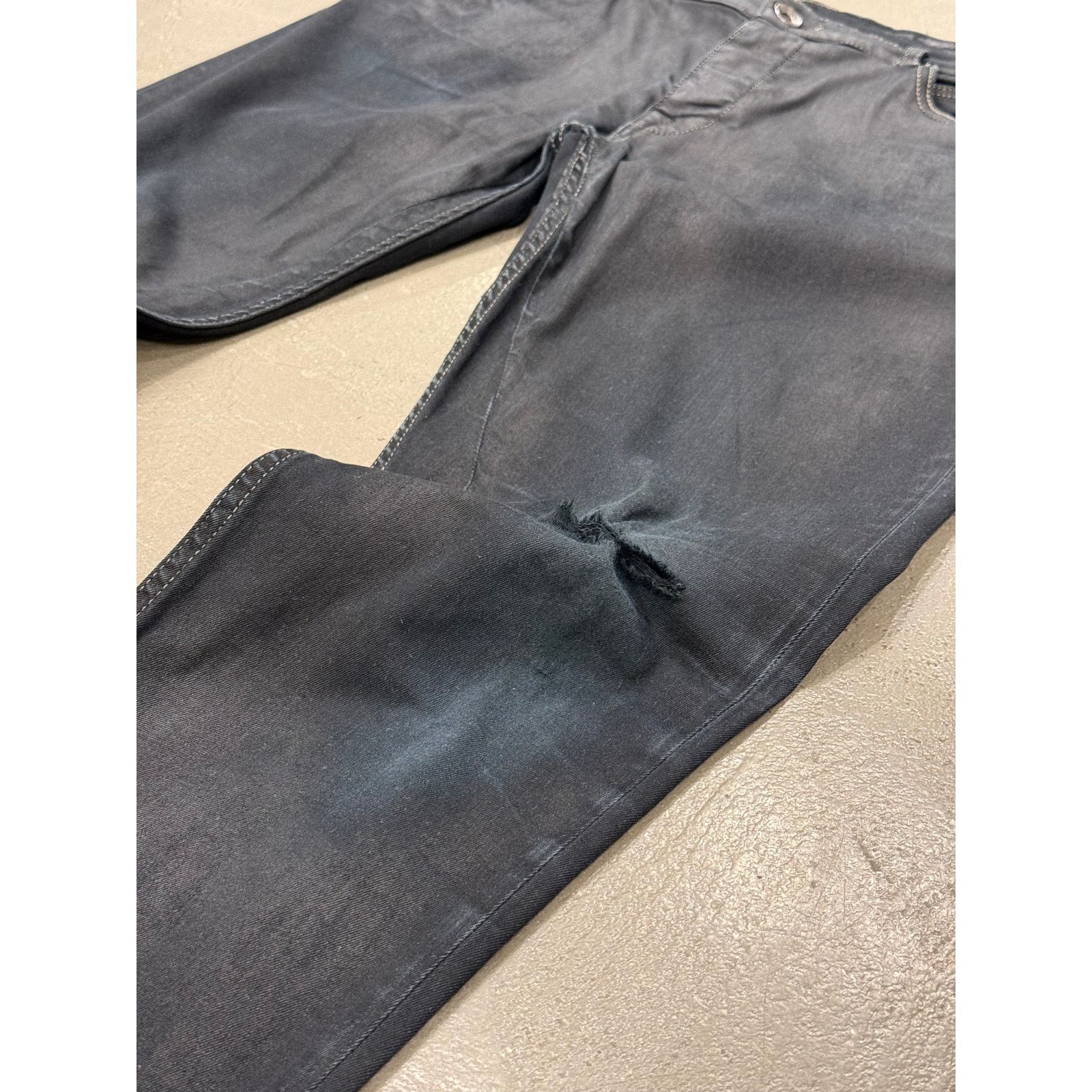 Rick Owens 2000s Rick Owens coated distressed faded slim jeans Size 31" - 4 Thumbnail