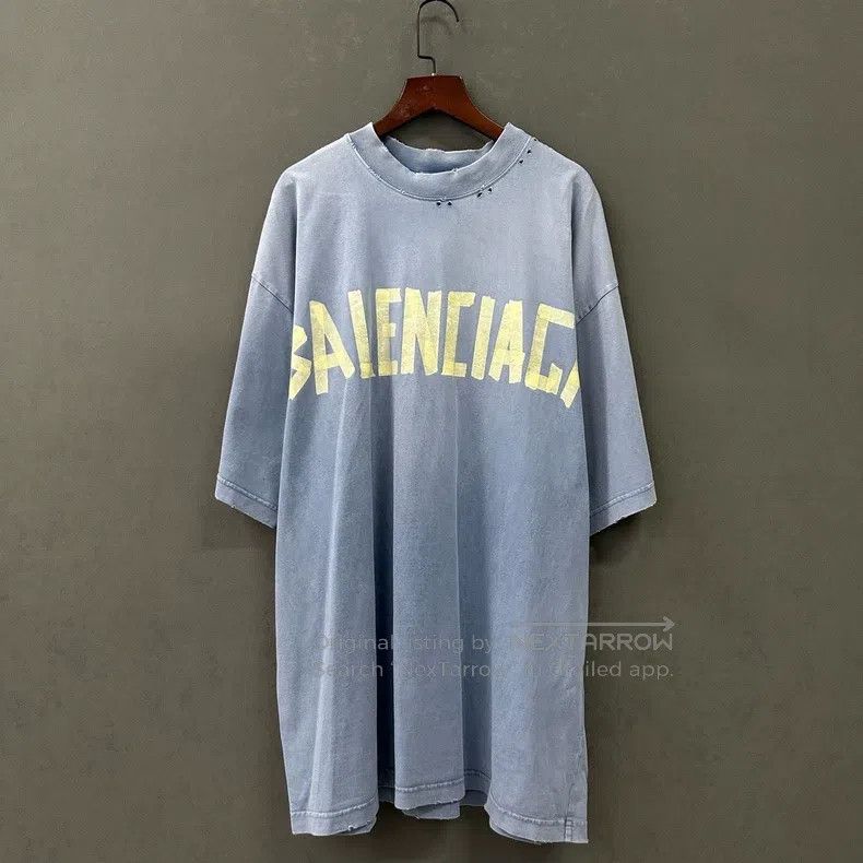 Balenciaga Balenciaga Blue Tape Short Sleeve Size US S / EU 44-46 / 1 - 1 Thumbnail
