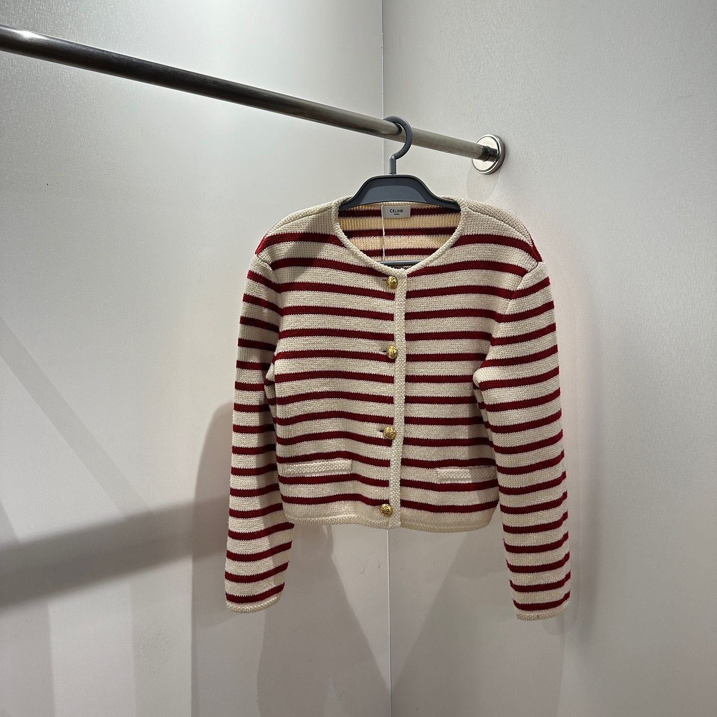 Celine Celine Striped Knit Cardigan Size S Size S / US 4 / IT 40 - 1 Thumbnail