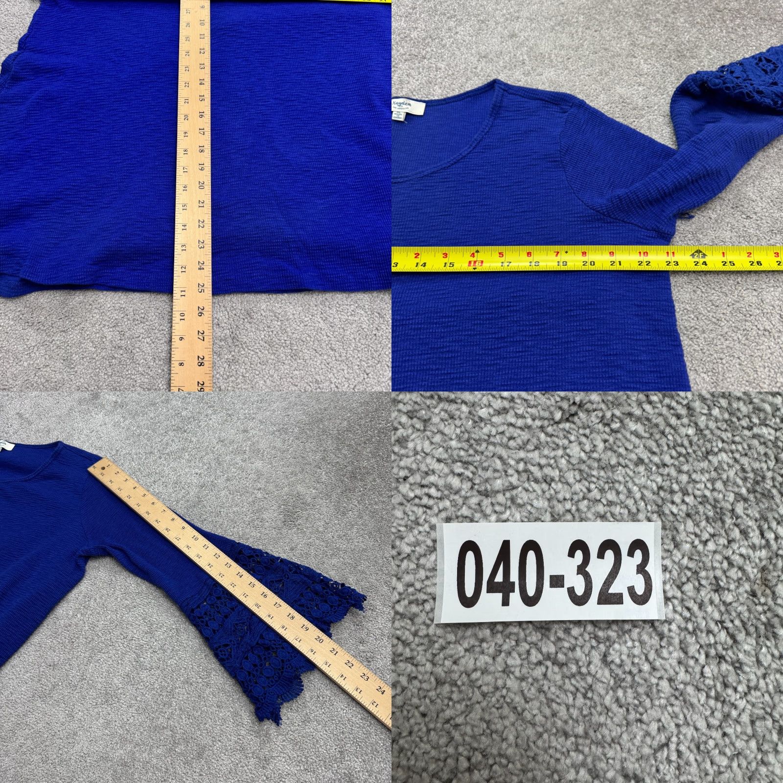 Bell Hayden Blouse Shirt Womens XL Royal Blue Cotton Lace Trim Bell Sleeve Tunic Blouse Womens XL Blue Lace Trim Bell Sleeve Cotton Size XL / US 12-14 / IT 48-50 - 8 Thumbnail