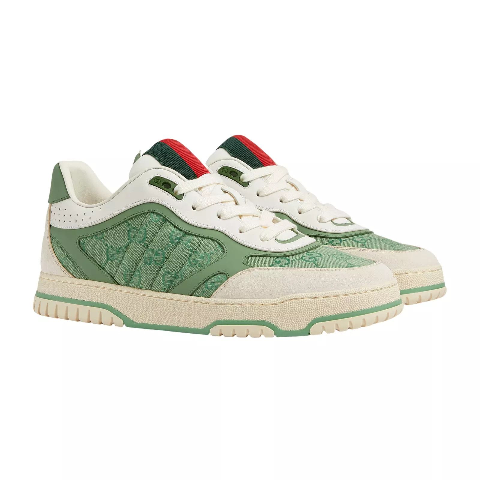 GUCCI Men's Green Re-Web GG Canvas Sneakers New Auth