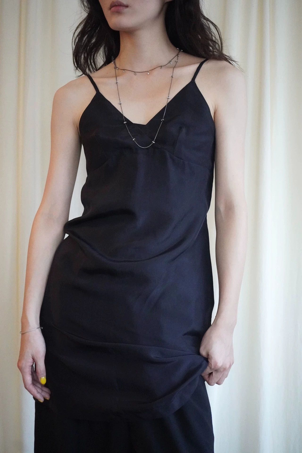 Dries Van Noten DVN 90s V-Neck Silk Black Cami Dress 34 (XS-S) Size XXS / US 00 / IT 34 - 6 Thumbnail