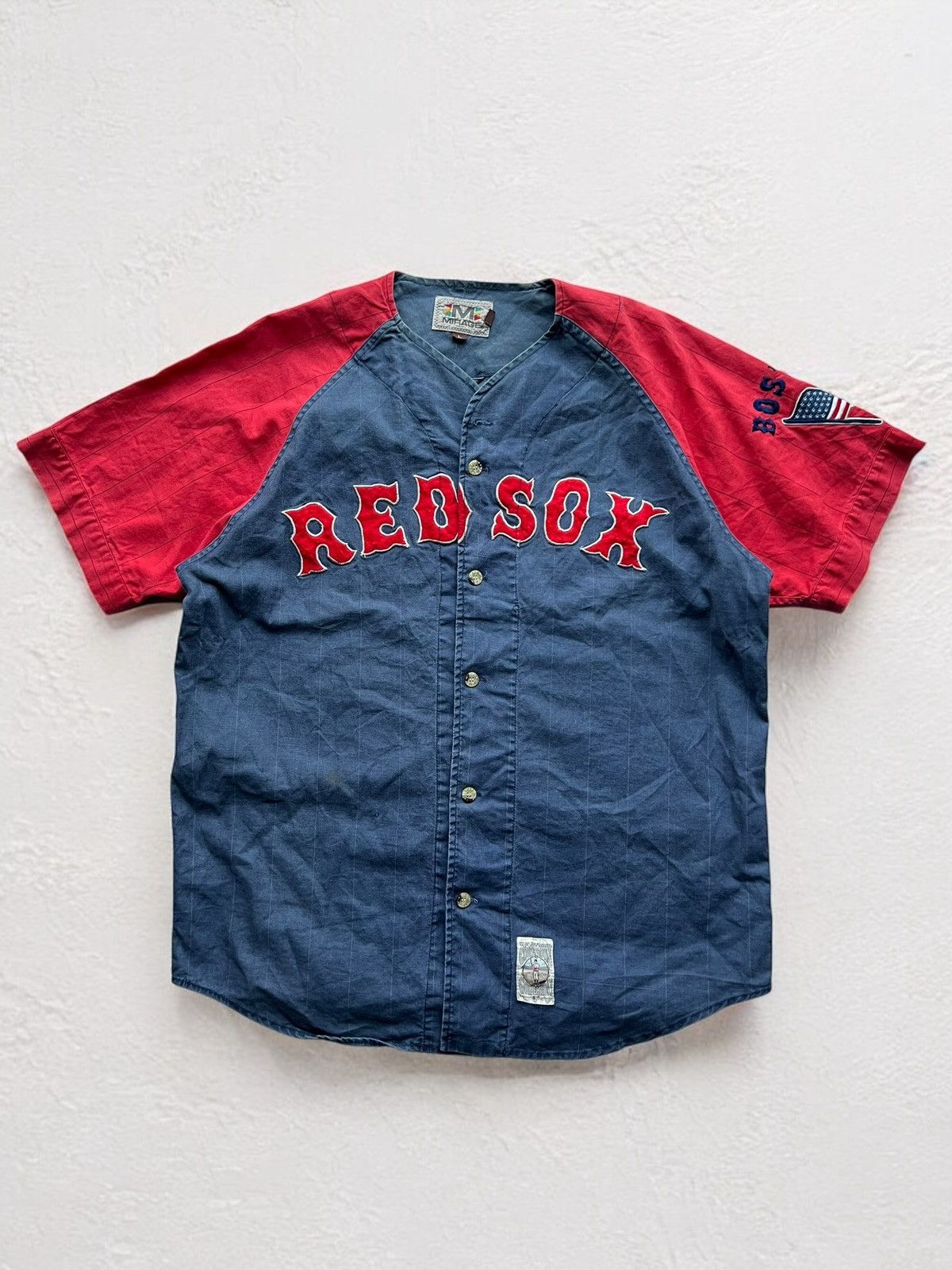 Band Tees × Vintage RED SOX BOSTON USA FLAG RETRO JERSEY VINTAGE TEE BASEBALL Size US L / EU 52-54 / 3 - 1 Thumbnail