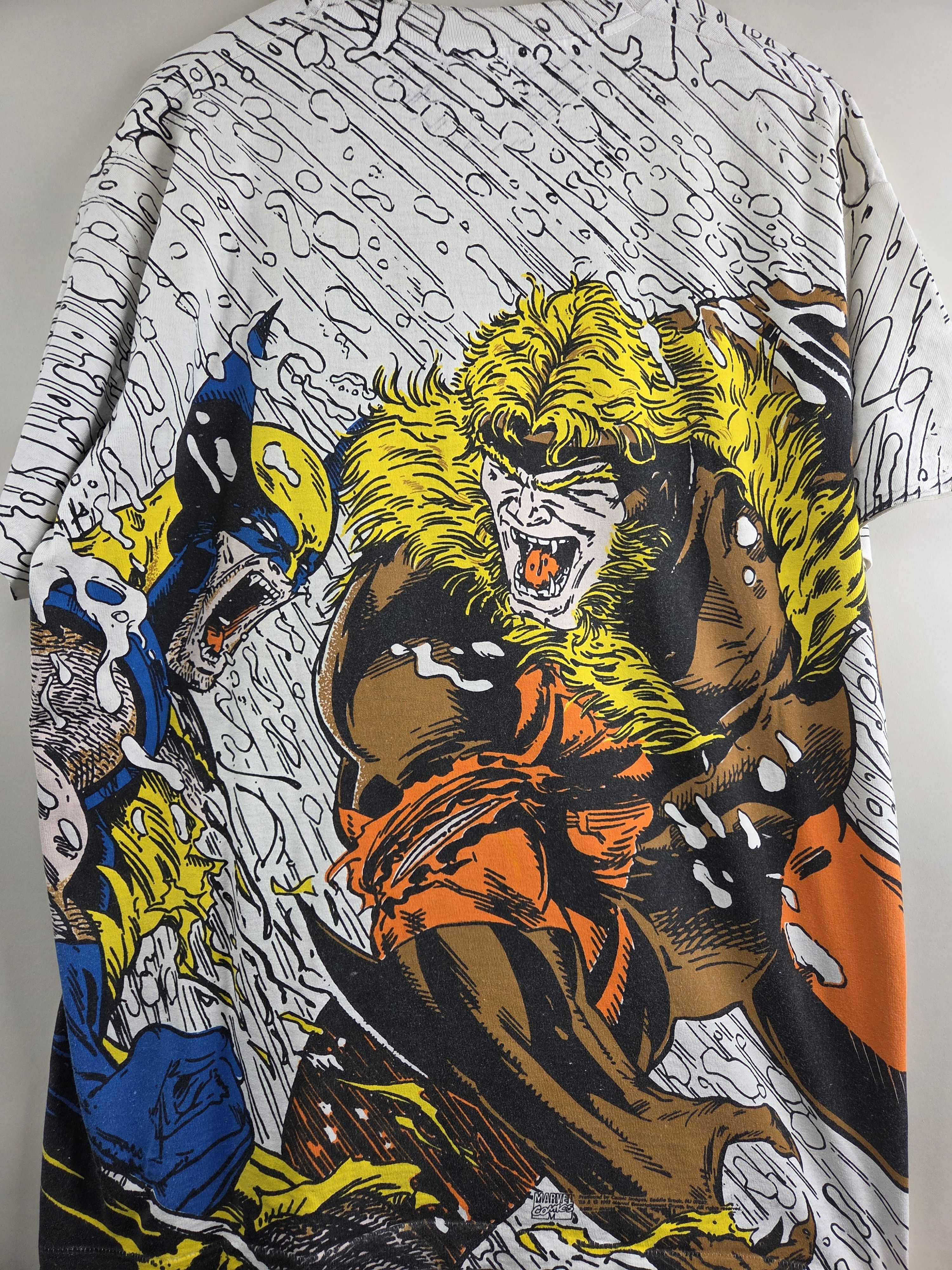 Marvel Comics × Vintage 1993 Marvel Comics Wolverine vs Sabertooth Mega Print Size US XL / EU 56 / 4 - 6 Thumbnail
