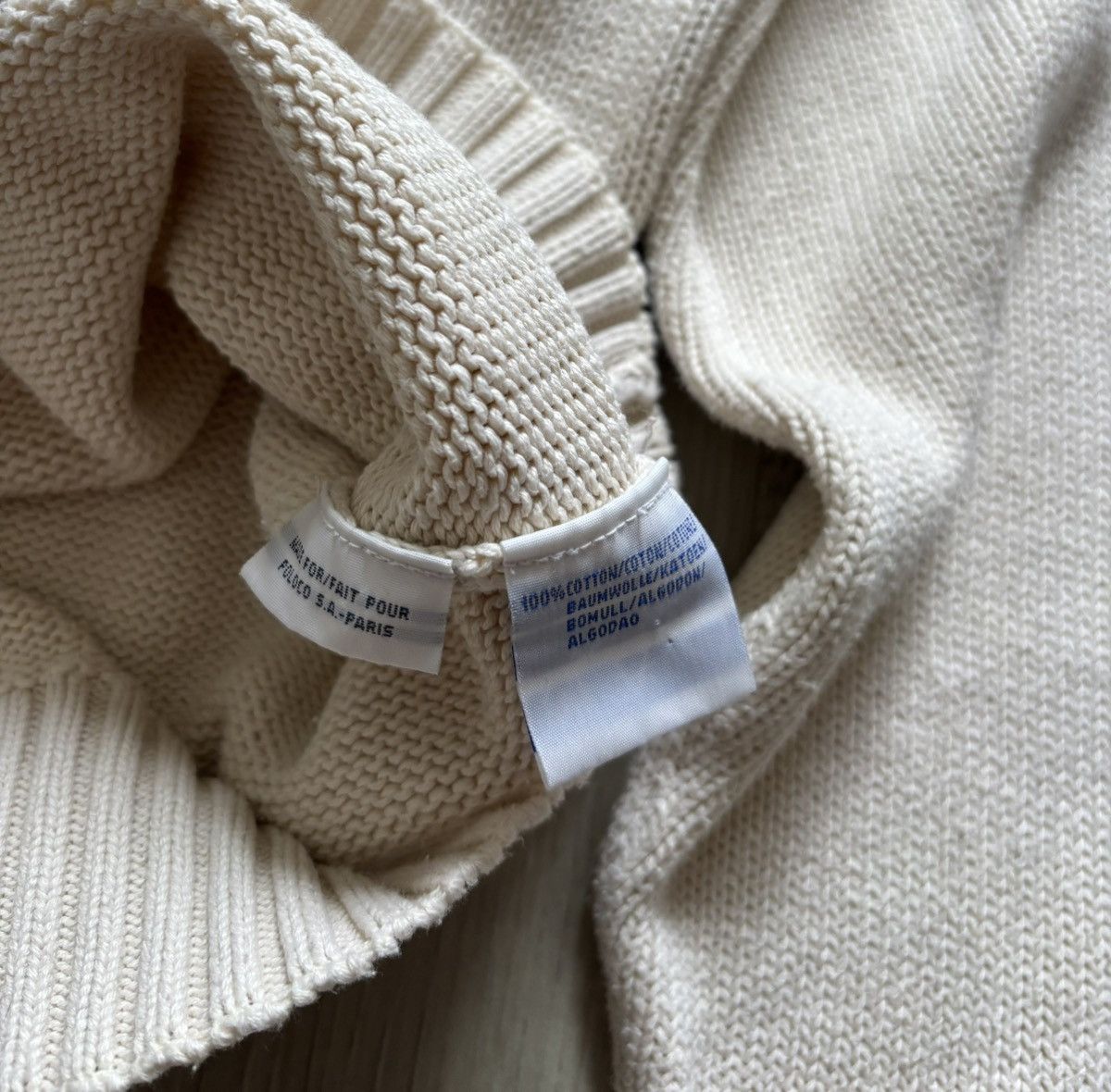 Polo Ralph Lauren × Vintage Vintage Polo Ralph Lauren Beige Sweater Logo Size US XL / EU 56 / 4 - 4 Thumbnail
