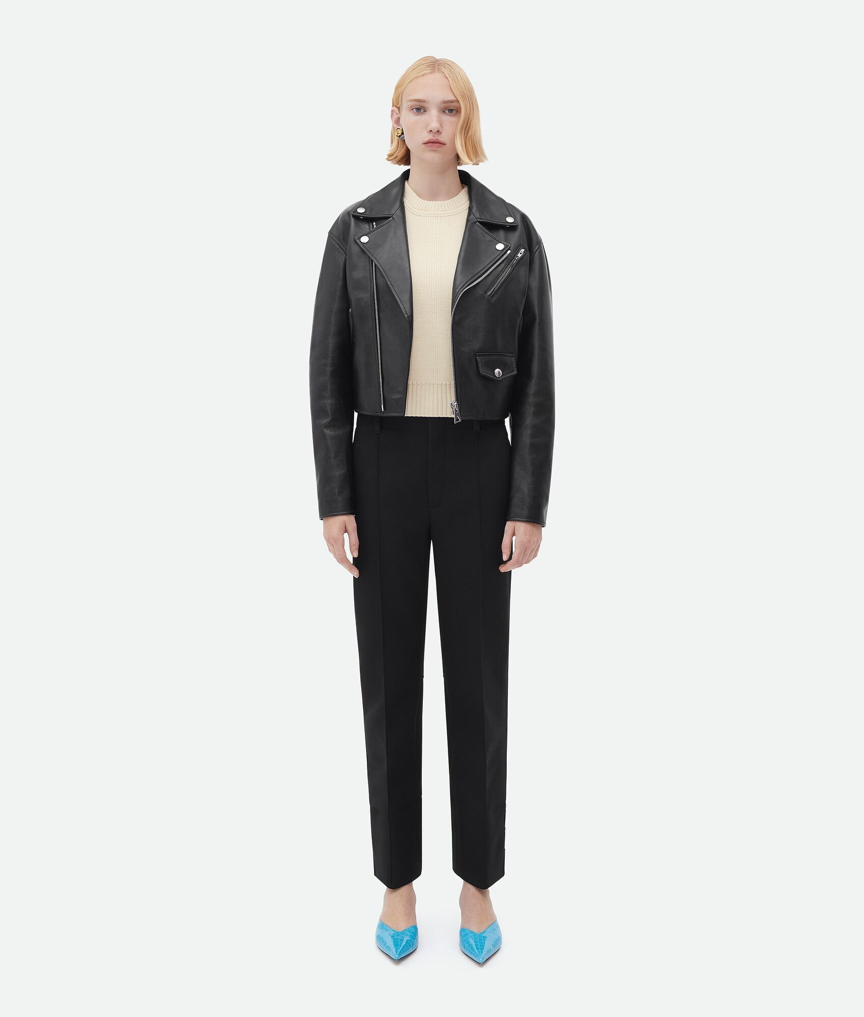Bottega Veneta o1n1vont0325 Leather Biker Jacket in Black Size XS / US 0-2 / IT 36-38 - 4 Thumbnail