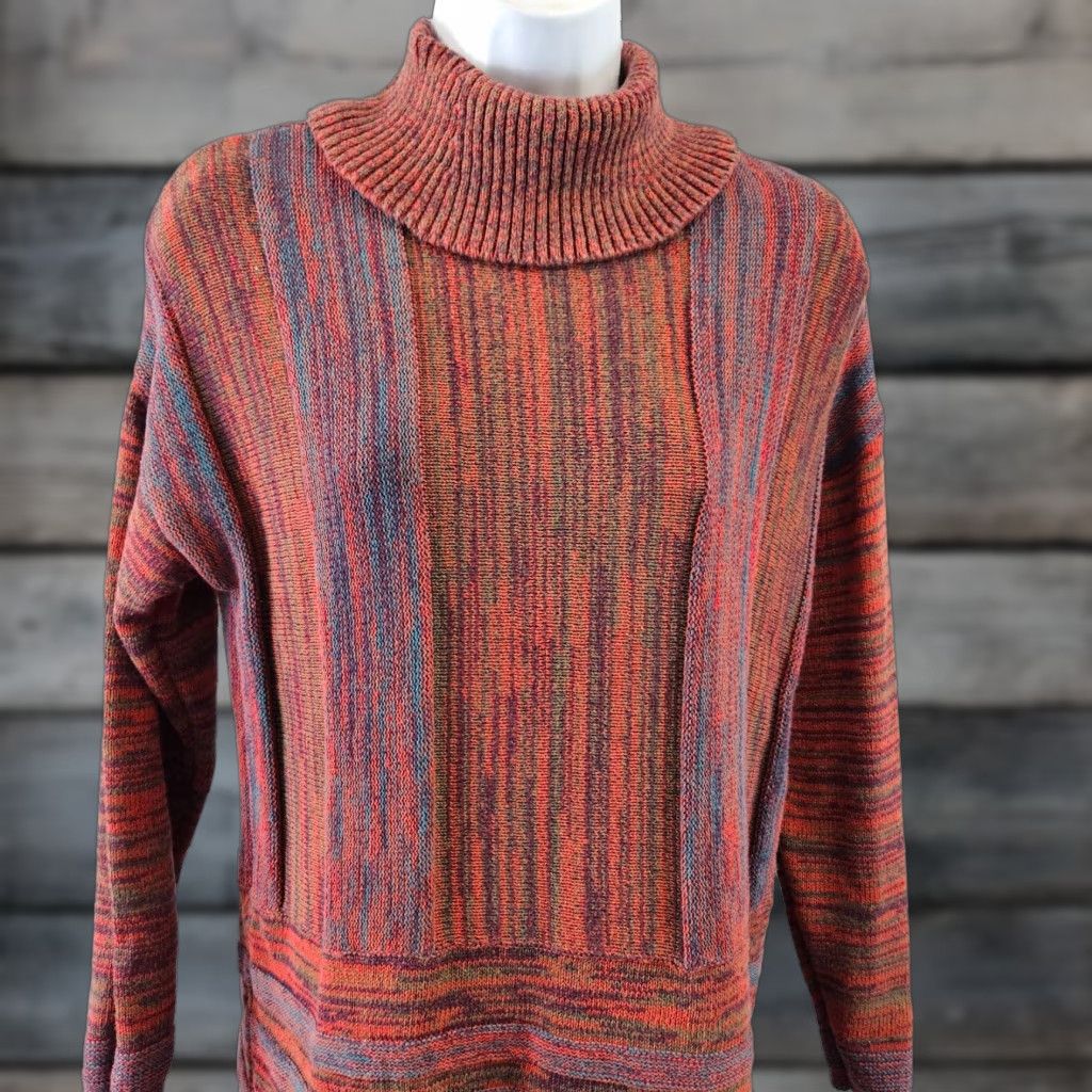 Soft Surroundings Soft Surroundings Womens Turtleneck Sweater Sz Small Red Blue Cotton Size S / US 4 / IT 40 - 1 Thumbnail