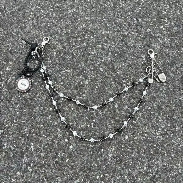 VIBE Black White lucky Dice Baccarat Pearl Pants Chain Size ONE SIZE - 4 Thumbnail