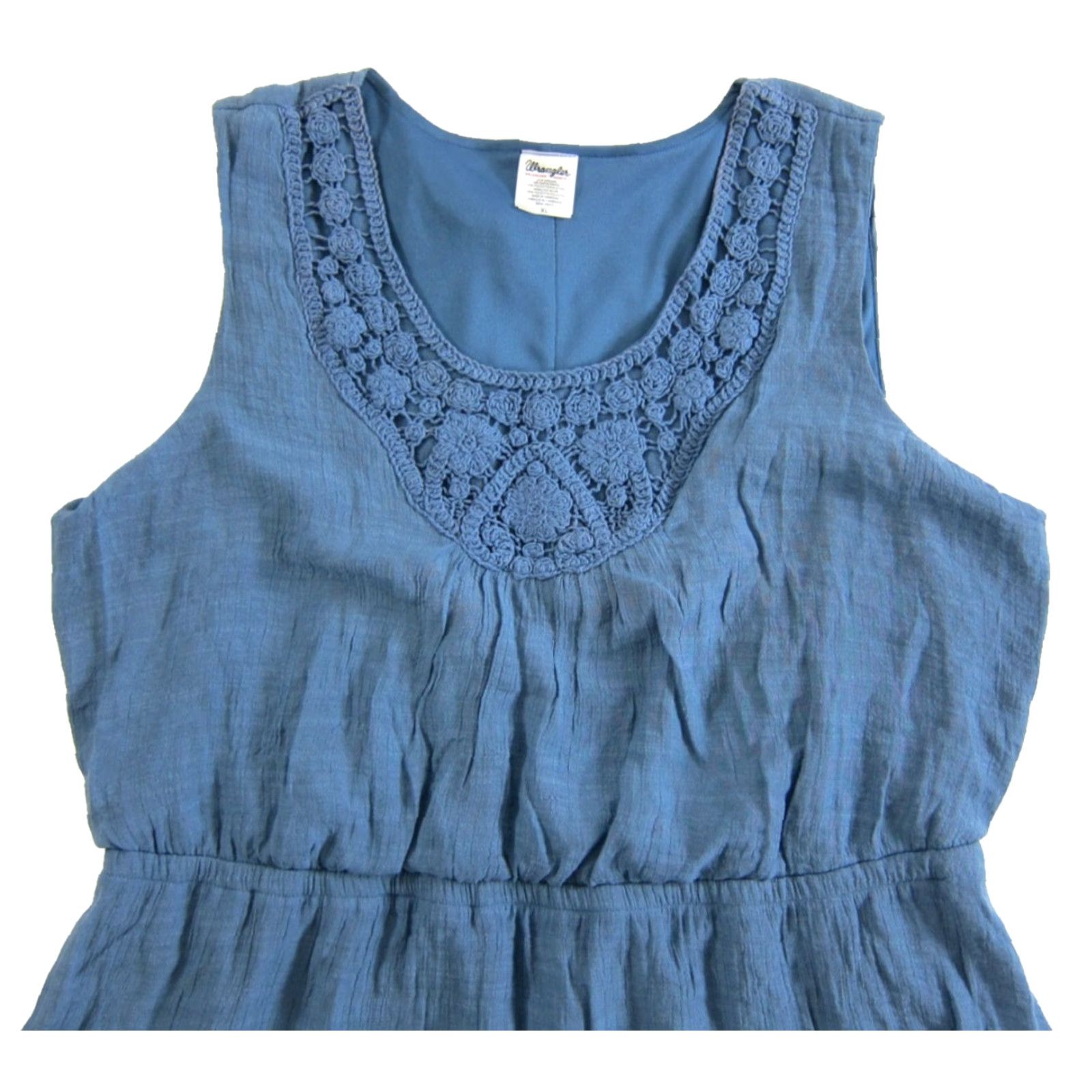 Wrangler Wrangler Blue Rayon Crochet Sleeveless Ruffle Sheath Tank Sun Dress XL Size XL / US 12-14 / IT 48-50 - 4 Thumbnail