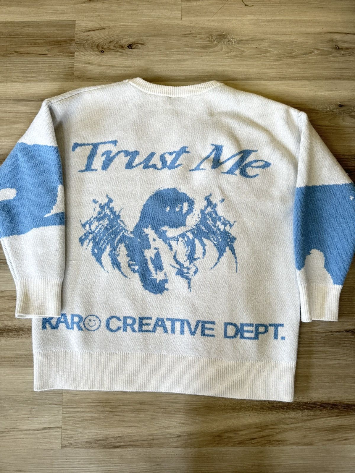 image of Karo Trust Me Knit Sweater in Baby Blue, Men's (Size Small)