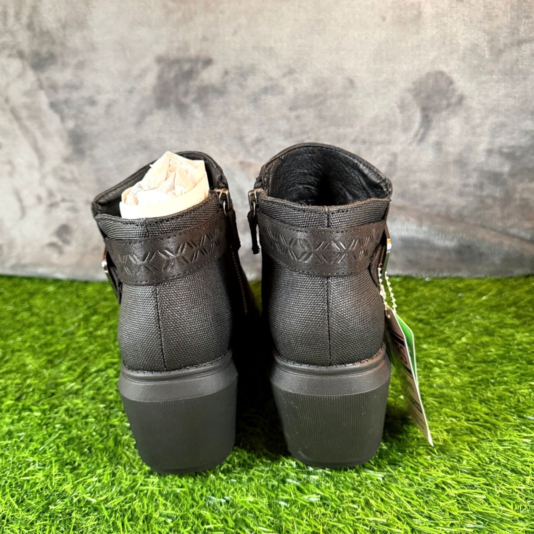 SKECHERS Skechers BOBS Gala In High Demand Black Vegan Wedge Ankle Boots 114617 Womens 6 Size US 6 / IT 36 - 6 Thumbnail