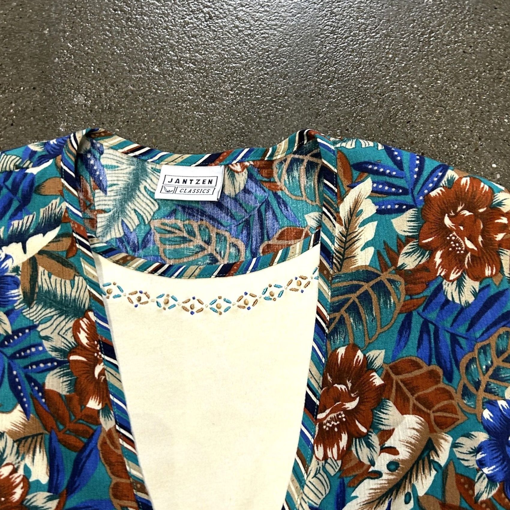 Jantzen Jantzen Classics Shirt Womens Large Blue Floral Open Front Kimono Top Nightery? Size L / US 10 / IT 46 - 2 Thumbnail