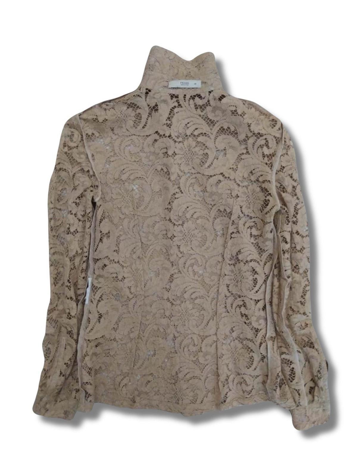 Prada FW 2008 Prada Runway Lace Pattern Long Sleeve Button-Up Top Size XS / US 0-2 / IT 36-38 - 4 Thumbnail