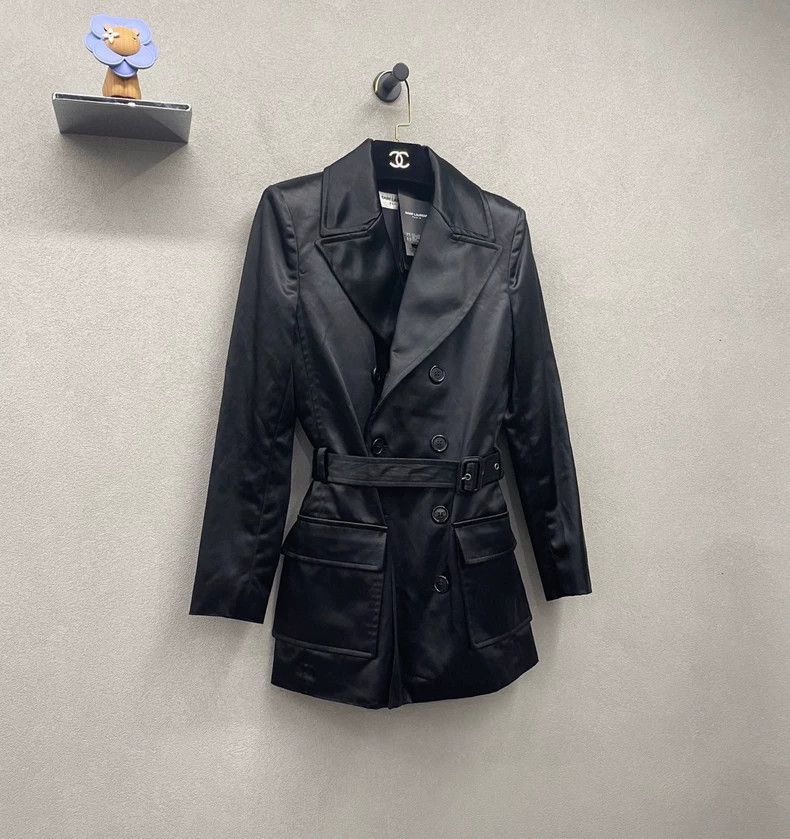 Saint Laurent Paris Saint Laurent ParisSolid Polyester Double Breasted Fitted Size XXS / US 00 / IT 34 - 3 Thumbnail
