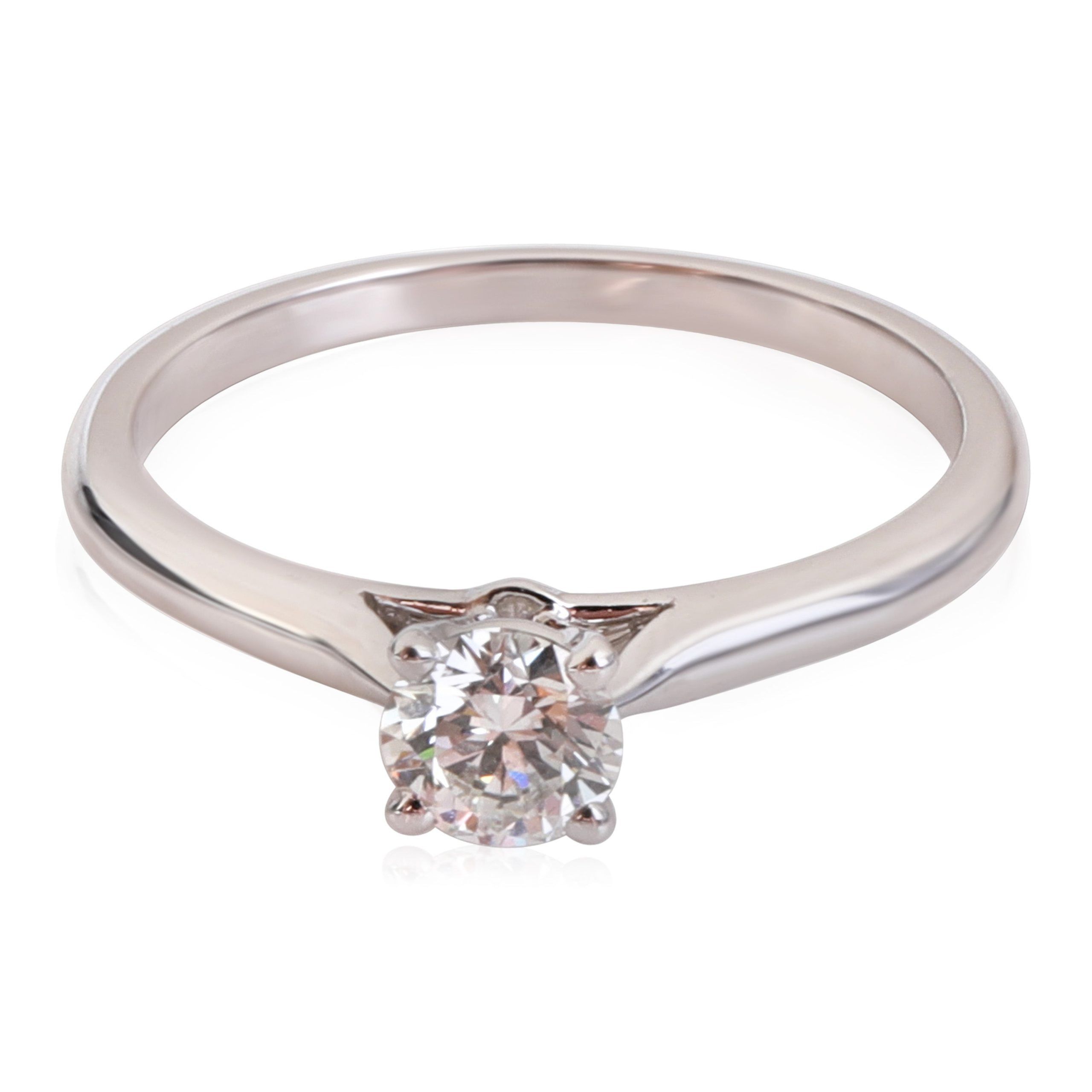 image of Cartier 1895 Diamond Engagement Ring In Platinum G Vvs1 0.36 Ctw in Silver, Women's