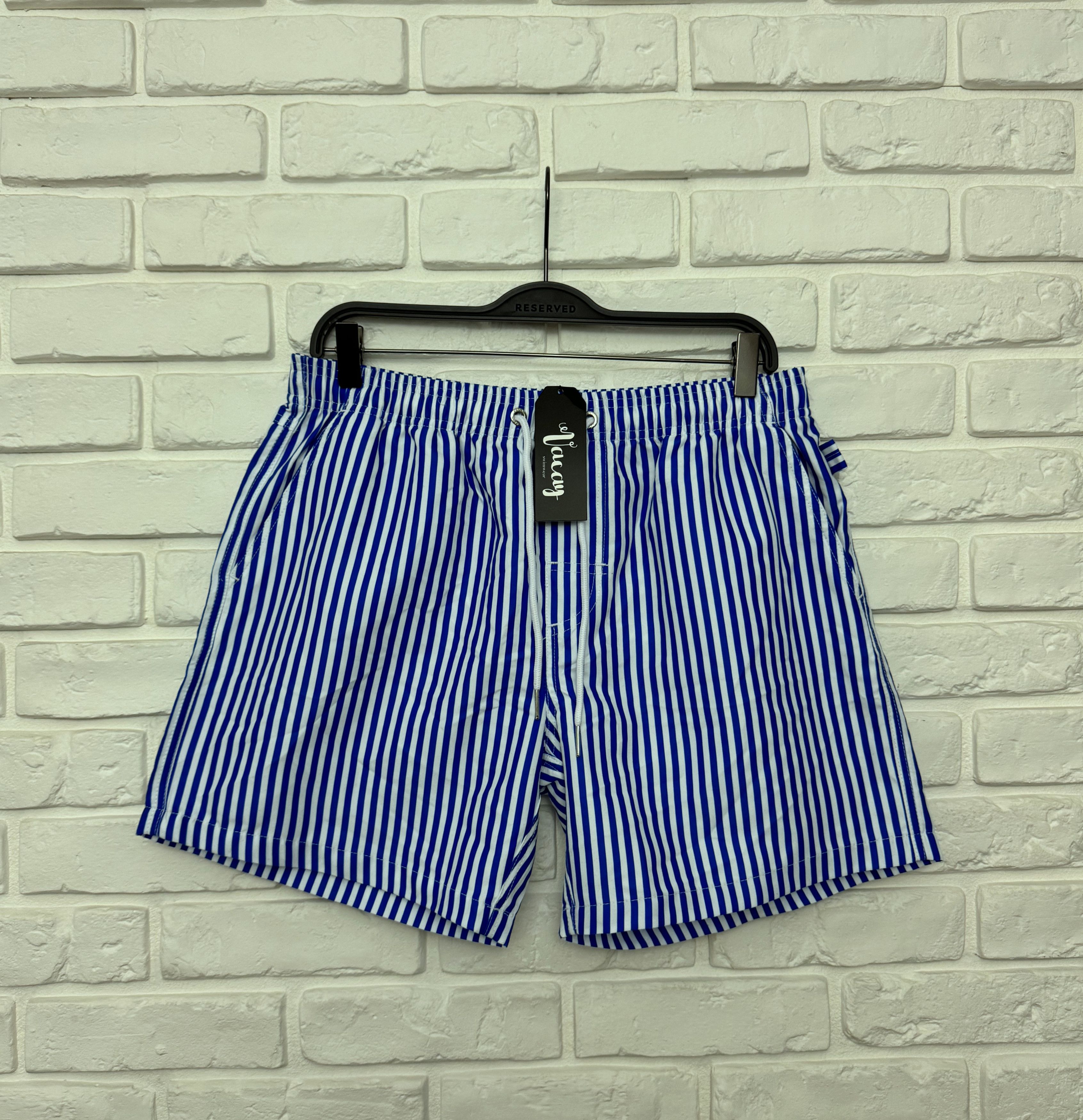 Bleach BNWT Vacay Corfu Swim Trunks White/Blue Striped Lined Size L Size US 34 / EU 50 - 2 Thumbnail