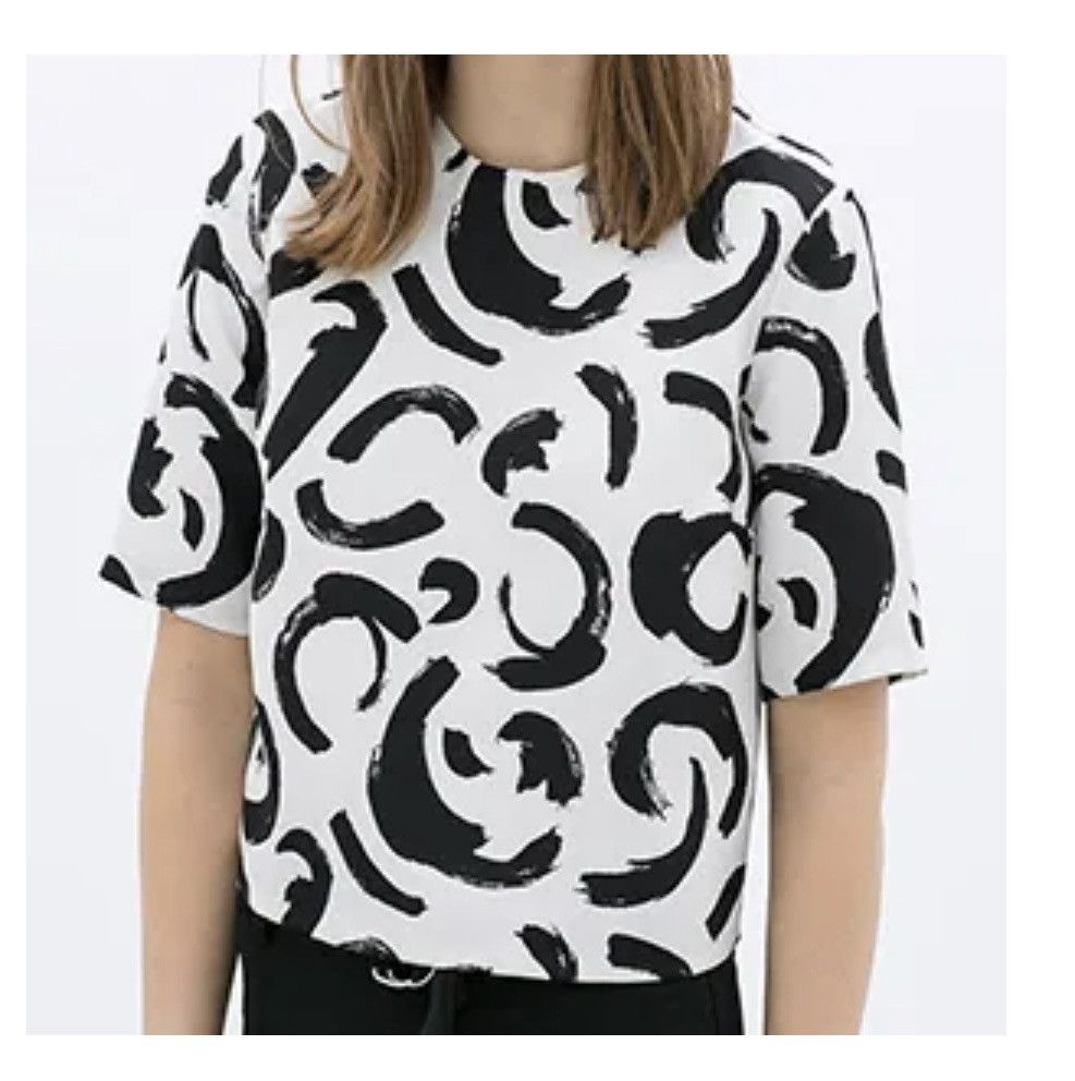 Vintage Choies vintage 90s white black swirl short sleeve abstract Size M / US 6-8 / IT 42-44 - 4 Thumbnail