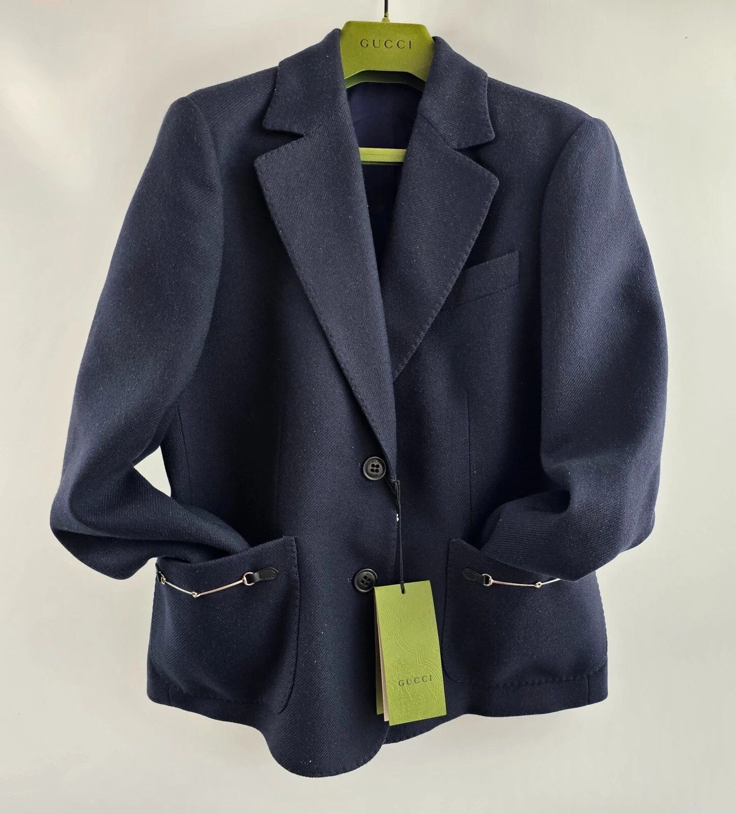 Gucci GUCCI Navy Cashmere Blazer Horsebit Jacket New & Authentic Size ONE SIZE - 2 Thumbnail