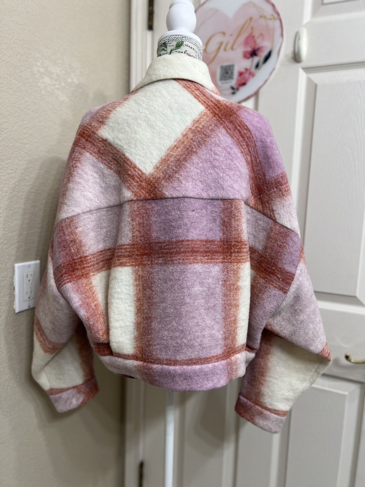Iro IRO paris wool and cotton pink and cream plaid jacket size 8 Size M / US 6-8 / IT 42-44 - 3 Thumbnail