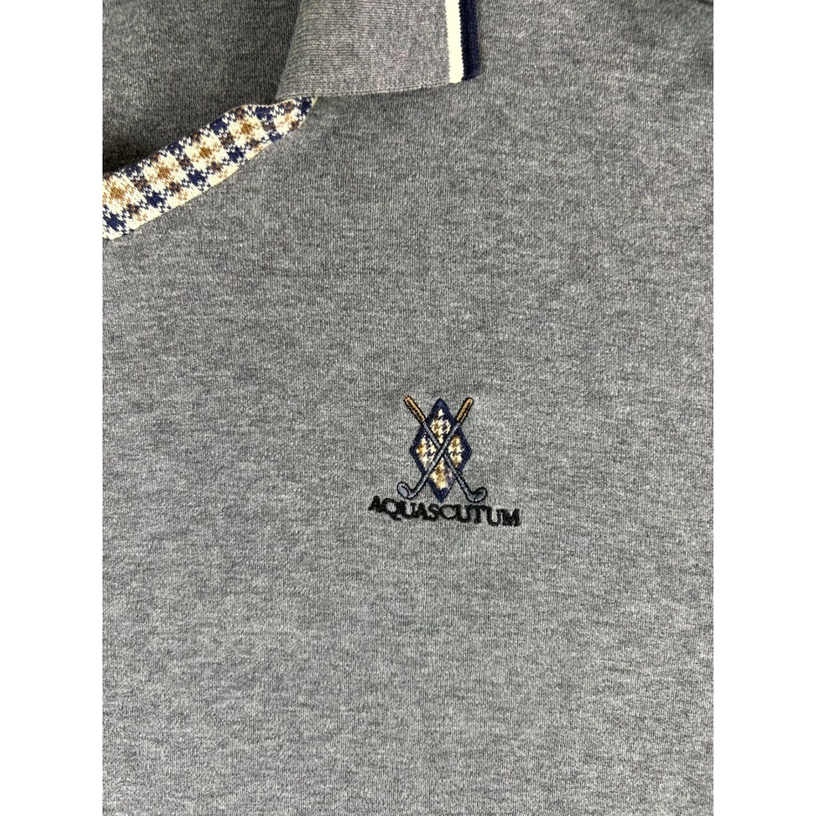 Aquascutum VINTAGE Aquascutum London Gray Long Sleeve Polo Houndstooth Crest Golf Logo Size L Mens Shirt Size US L / EU 52-54 / 3 - 2 Thumbnail