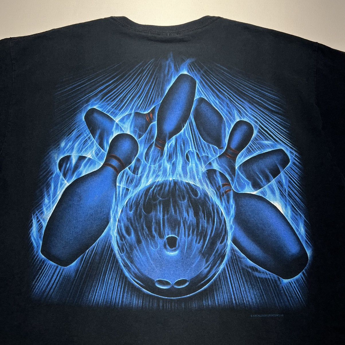 Vintage VTG Bowling Flame Tee Shirt Black Pins Fire Short Sleeve Y2K Size US L / EU 52-54 / 3 - 11 Thumbnail