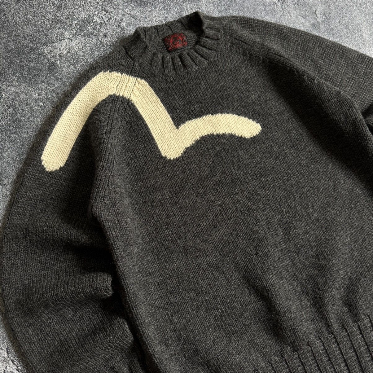 Evisu Evisu Luxury Knitted Sweater Big Logo Men's Colour Grey Size US XXL / EU 58 / 5 - 3 Thumbnail