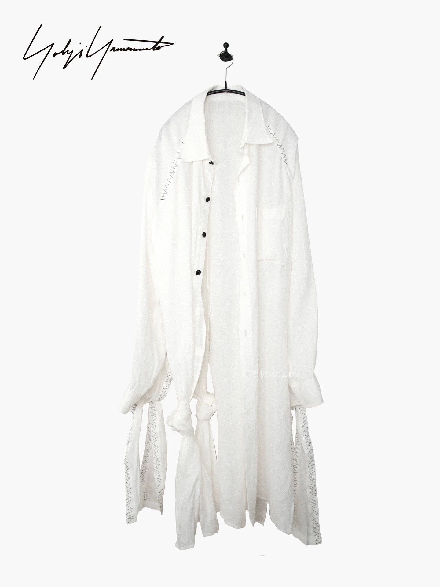 Yohji Yamamoto Yohji Yamamoto 24ss Vntg Dbl Collar Knot Linen Shirt Size US XL / EU 56 / 4 - 2 Thumbnail