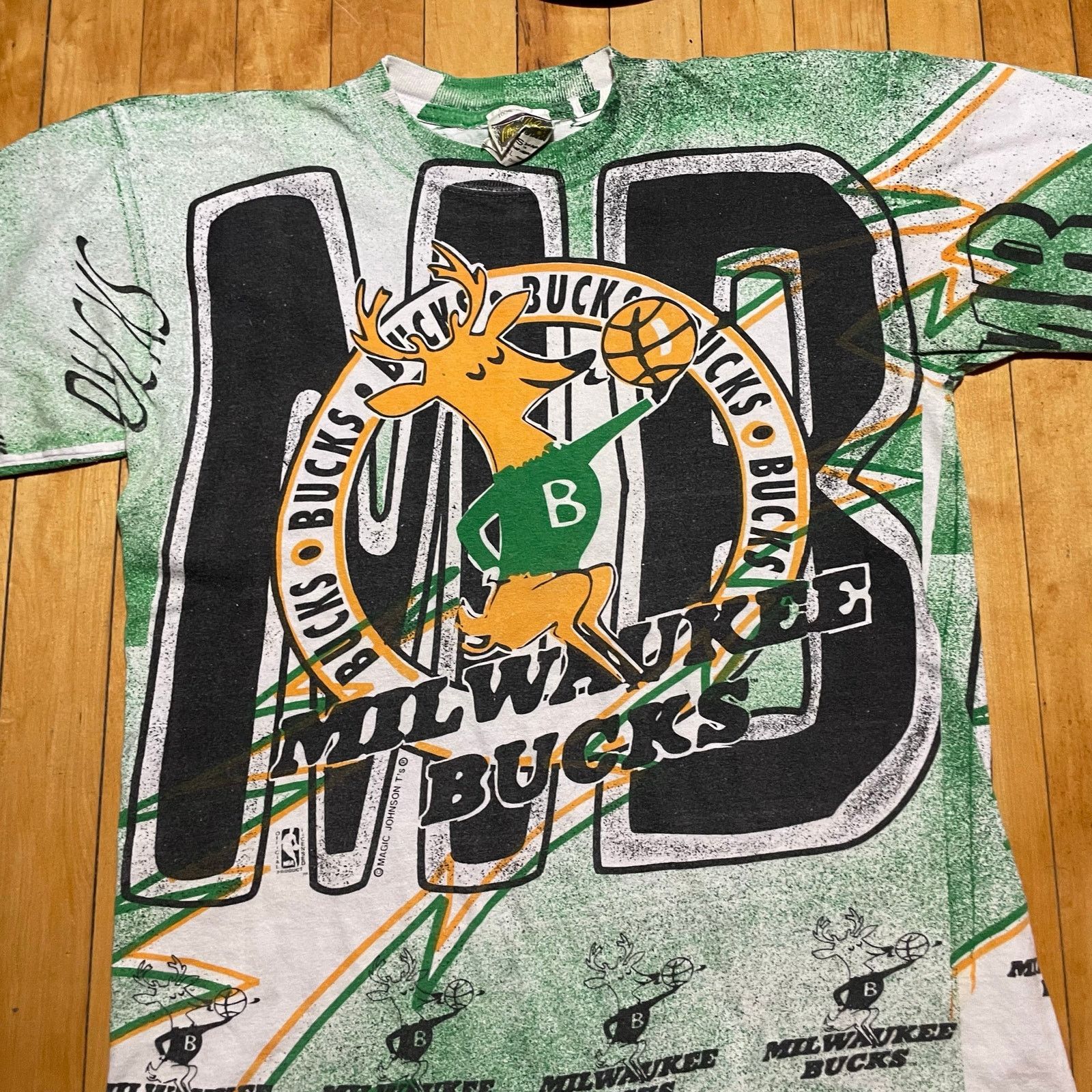 NBA 90s Milwaukee Bucks Magic Johnson Aop Tshirt size M/L Size US M / EU 48-50 / 2 - 2 Thumbnail