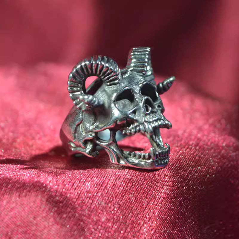 Jewelry Skull Punk Jewelry Rings Open Size Chrome Ring (Size 7-13) Size ONE SIZE - 1 Thumbnail