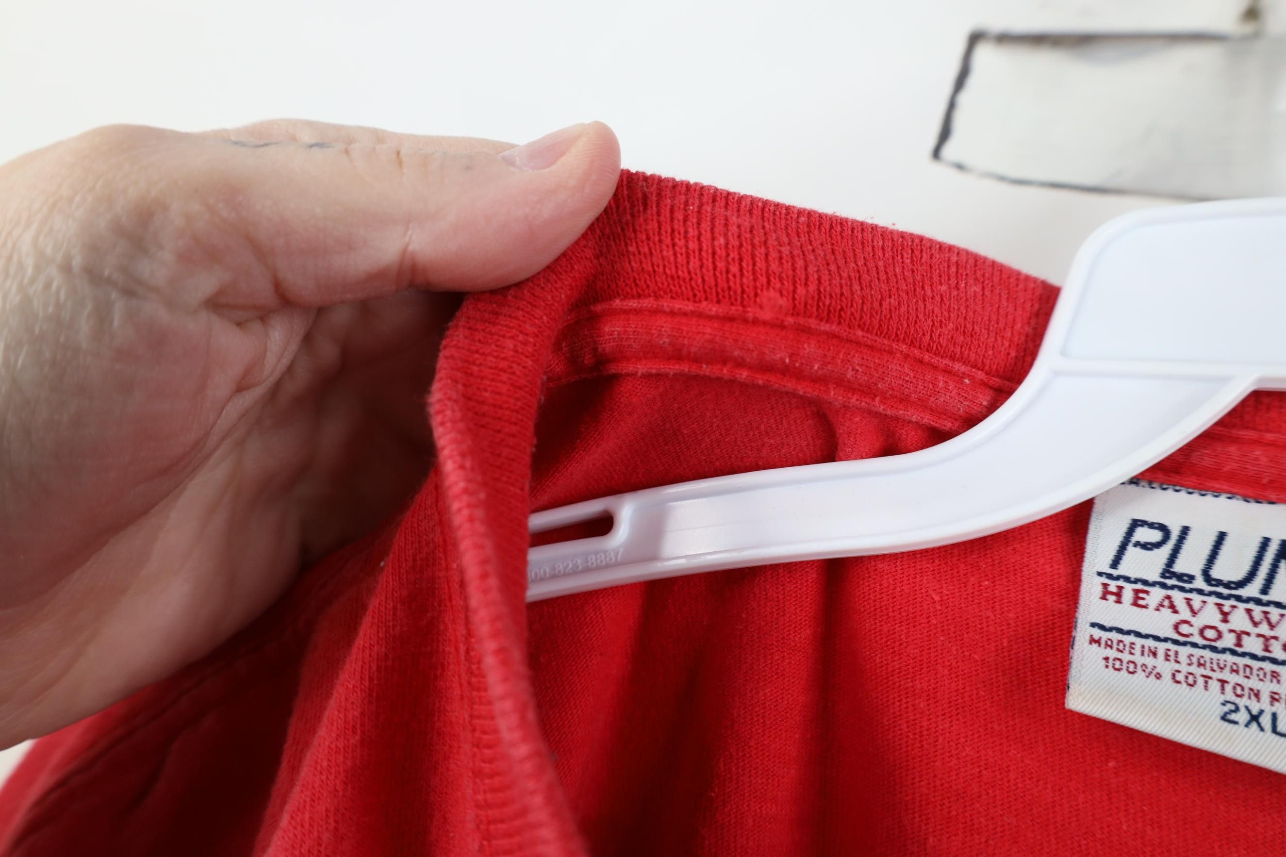 Vintage Vintage 90s Streetwear Blank Heavyweight Cotton T-Shirt Red Size US XXL / EU 58 / 5 - 12 Thumbnail