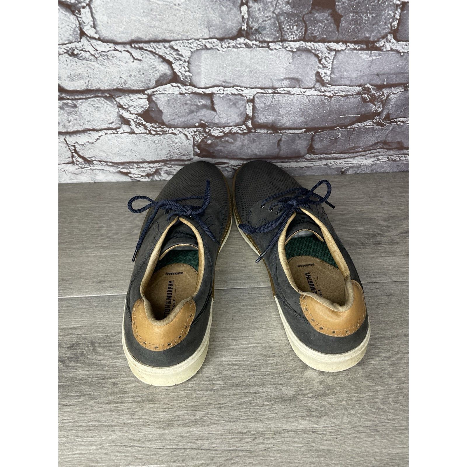 Johnston & Murphy JOHNSTON & Murphy 258459 MCGUFFEY NAVY LEATHER Lace GOLF SHO Size US 9 / EU 42 - 21 Thumbnail