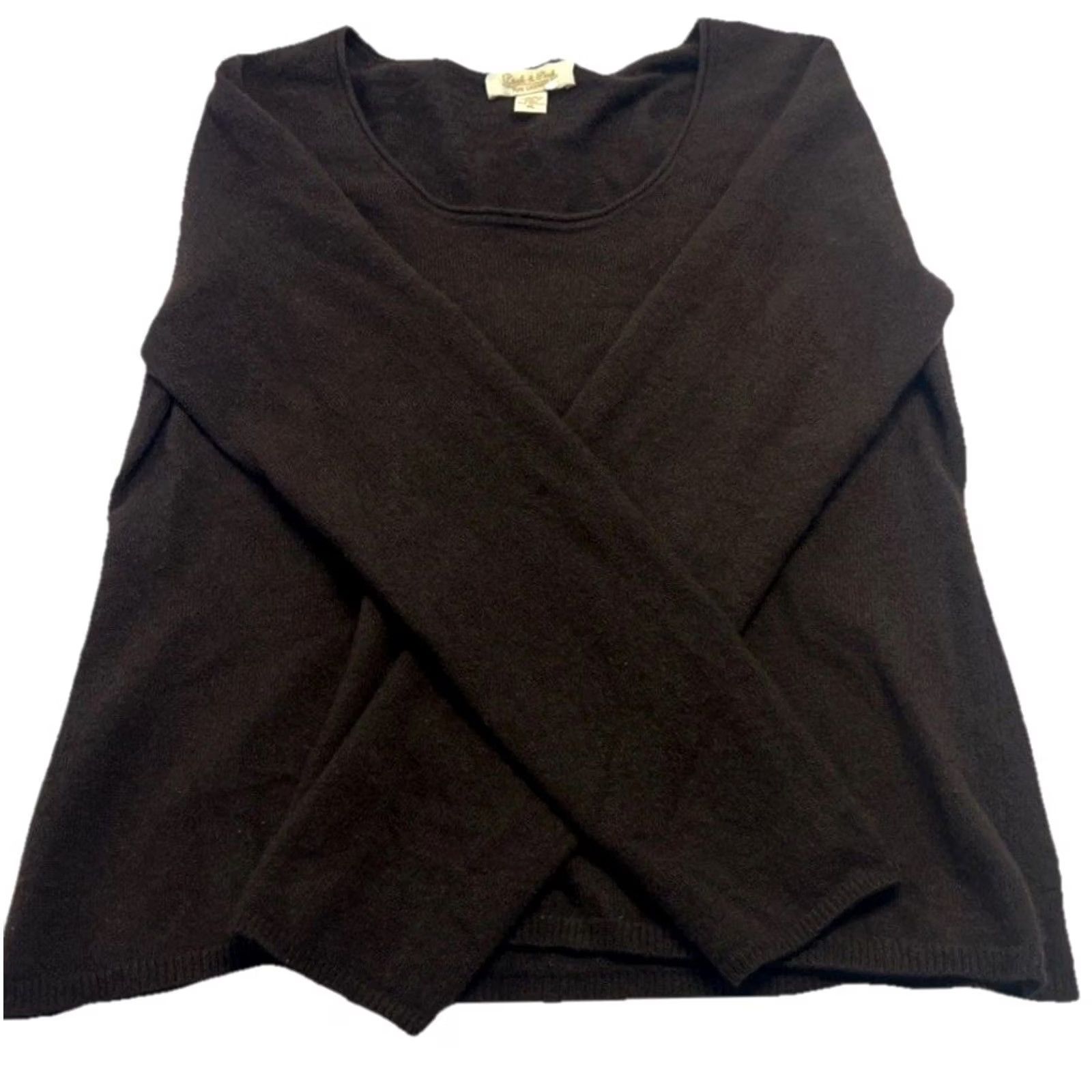 Vintage VINTAGE Peck & Peck 100% Cashmere Sweater XL Brown Crew Neck Women Pullover Long Sleeve Casual Business Travel Lightweight Breathable Necktone: Brown Size XL / US 12-14 / IT 48-50 - 3 Thumbnail