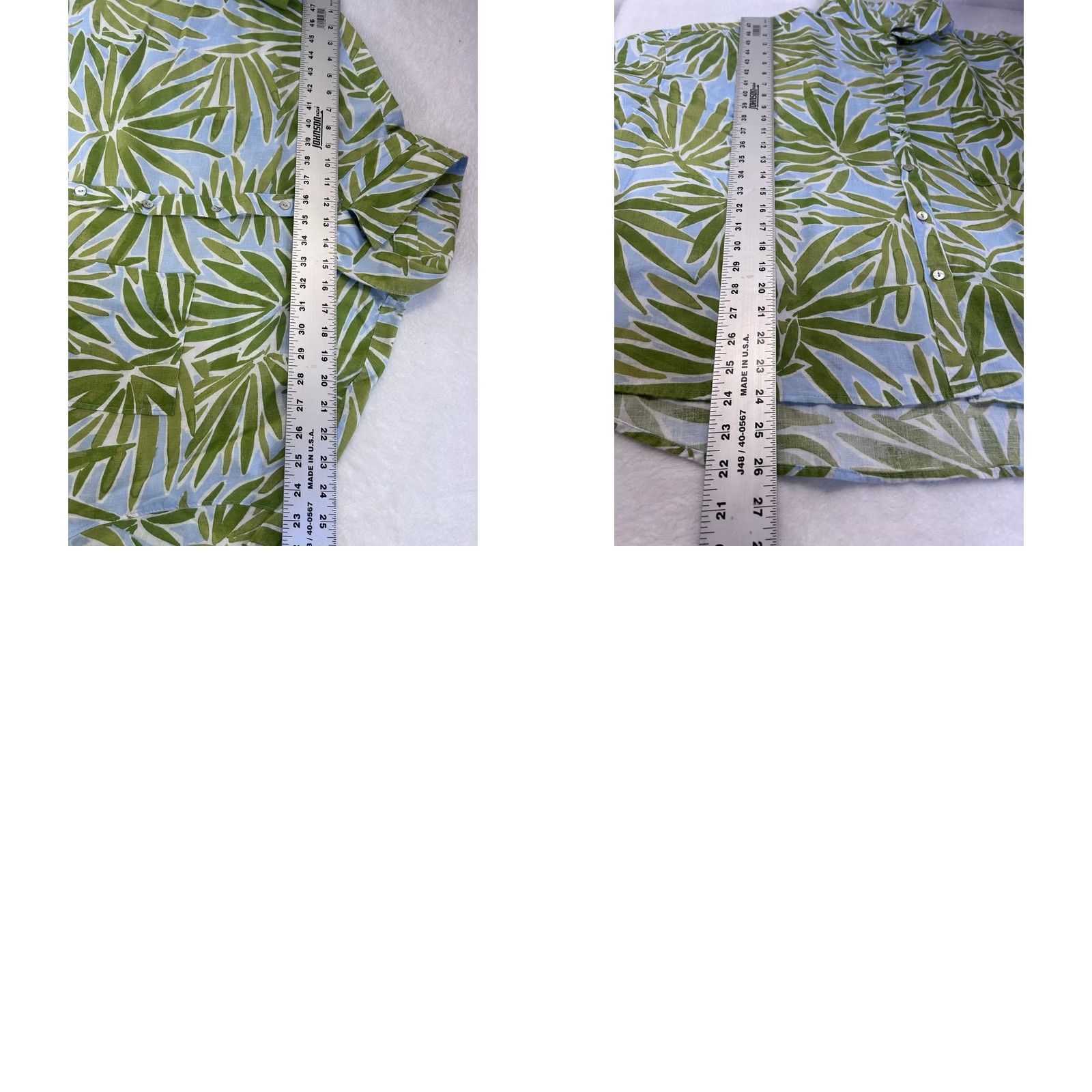 Vintage Sigrid Olsen Womens Button-Up Shirt 100% Linen Palm Leaf Long Sleeve Green Blue Size XXL / US 16-18 / IT 52-54 - 8 Thumbnail