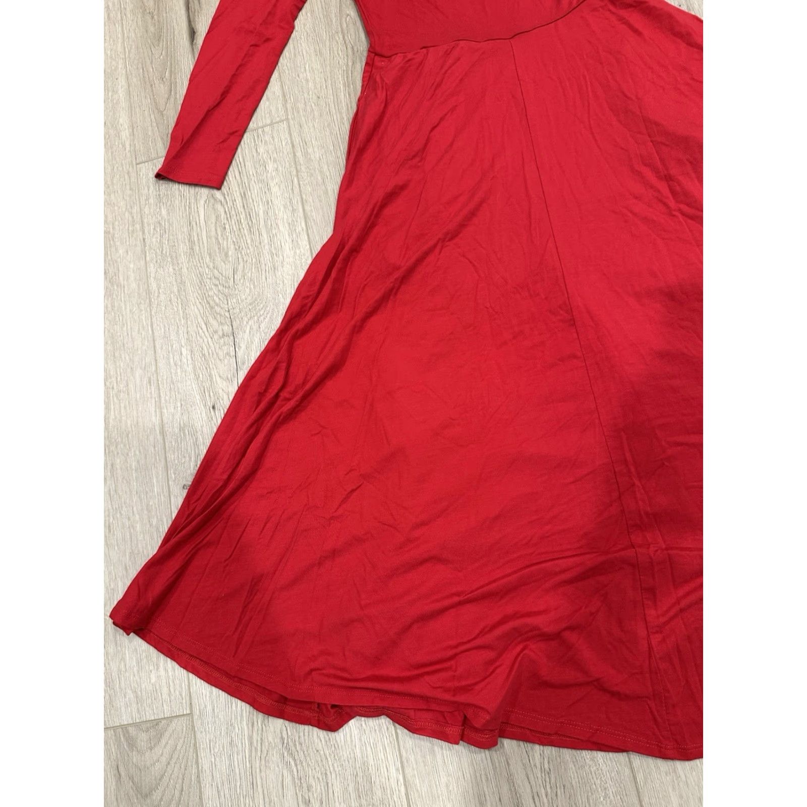 Reformation Reformation Dress Womens Small Red Tencel Scoop Neck A-Line Midi Short Sleeve - Flaws Size 28" / US 6 / IT 42 - 4 Thumbnail