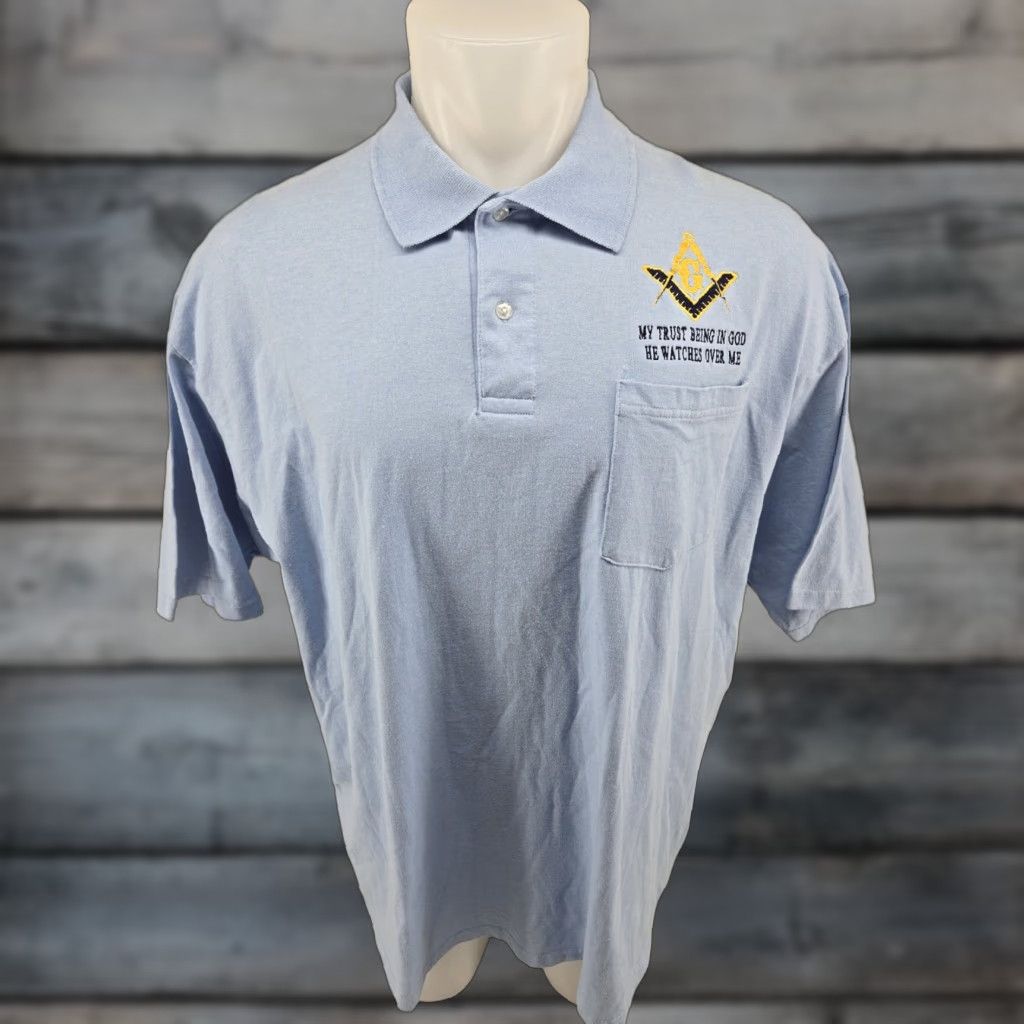 Jerzees Masonic Lodge Embroidered Polo Shirts Short Sleeve 2XL Blue Nike? Size US XXL / EU 58 / 5 - 1 Thumbnail