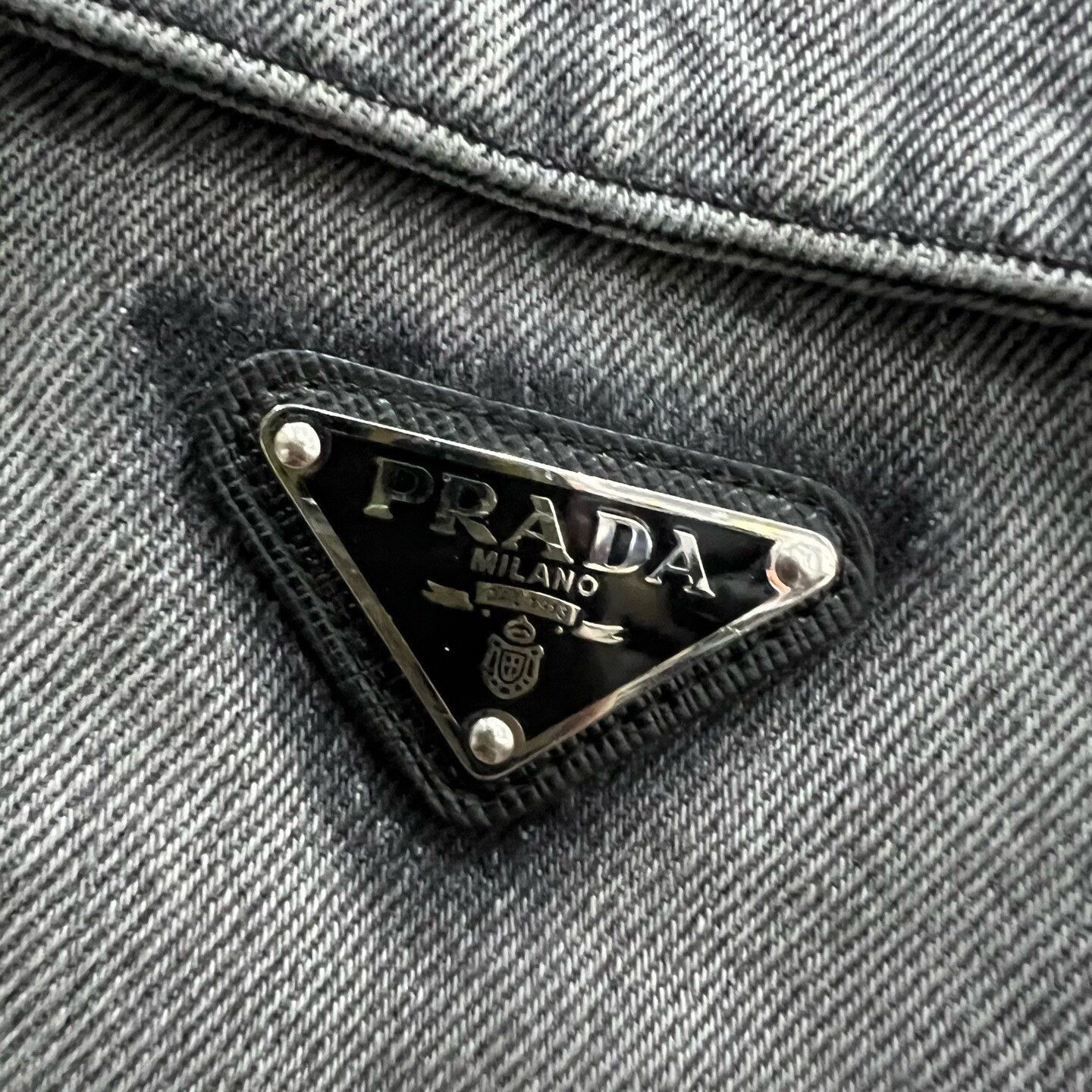 Prada Prada Gray Washed Triangle Logo Denim Shirt Size US M / EU 48-50 / 2 - 3 Thumbnail