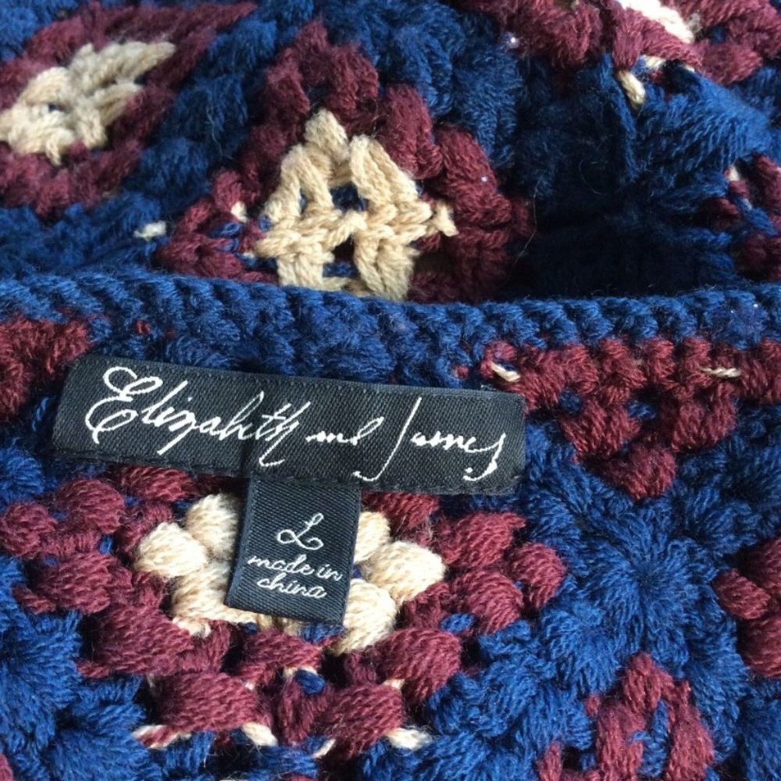 Elizabeth and James ELIZABETH & JAMES CROCHET GRANNY SQUARE SWEATER L Size US L / EU 52-54 / 3 - 3 Thumbnail