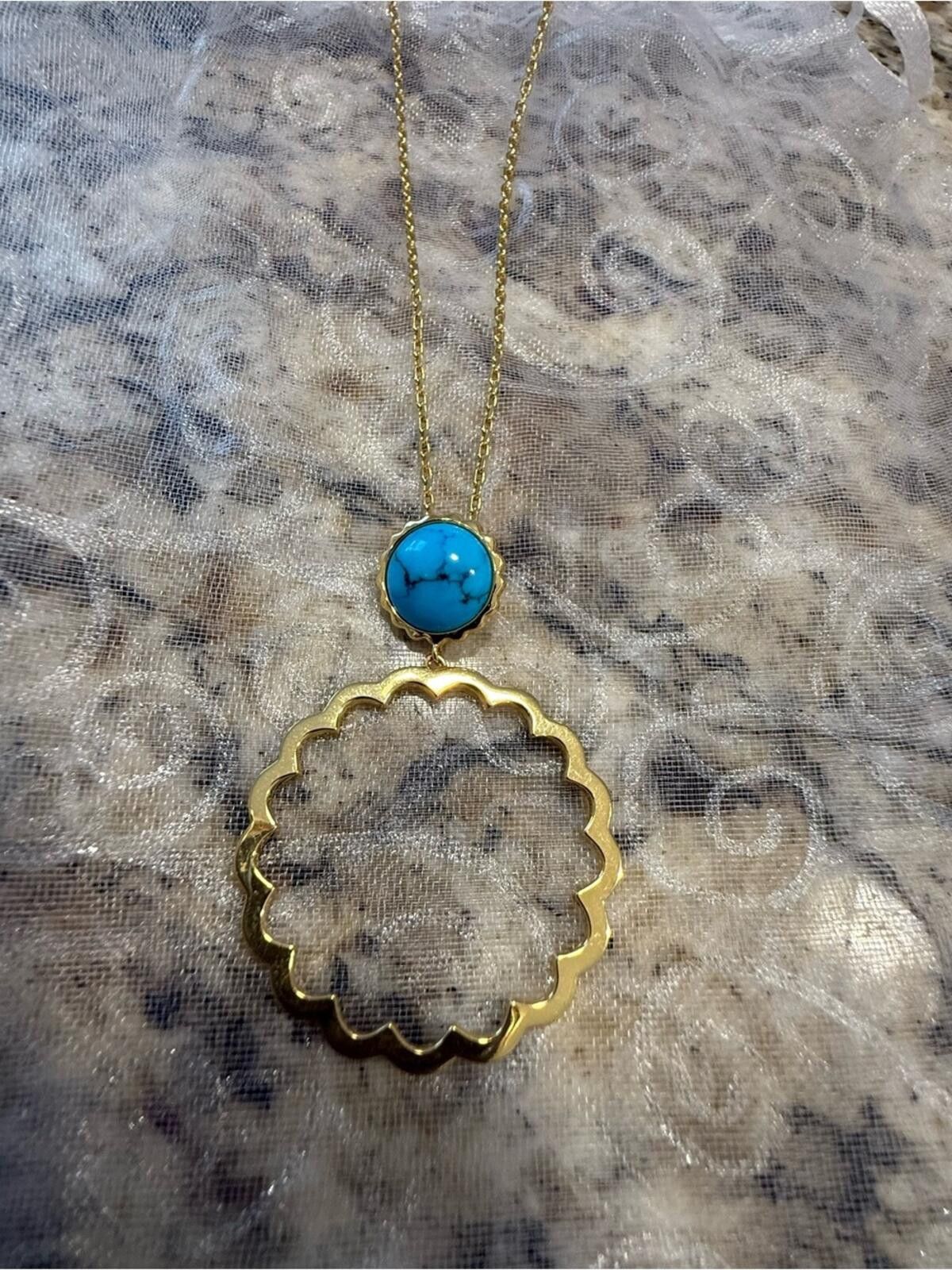 Other Turquoise & gold toned pendant chain line necklace Size ONE SIZE - 7 Thumbnail
