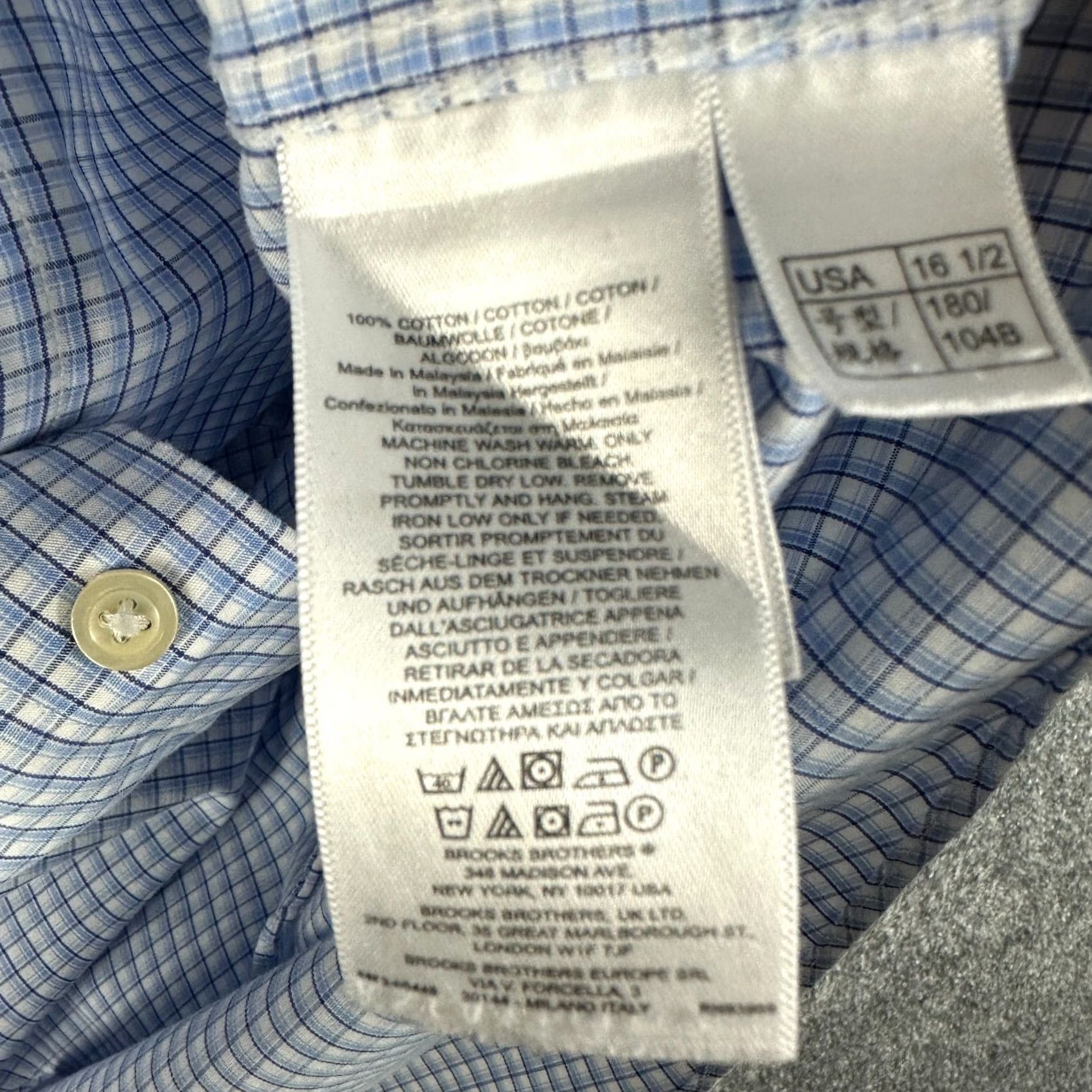 Brooks Brothers Brooks Brothers Madison Shirt Mens 16.5 Non Iron Blue White Check Cott Button Up Size US XL / EU 56 / 4 - 7 Thumbnail
