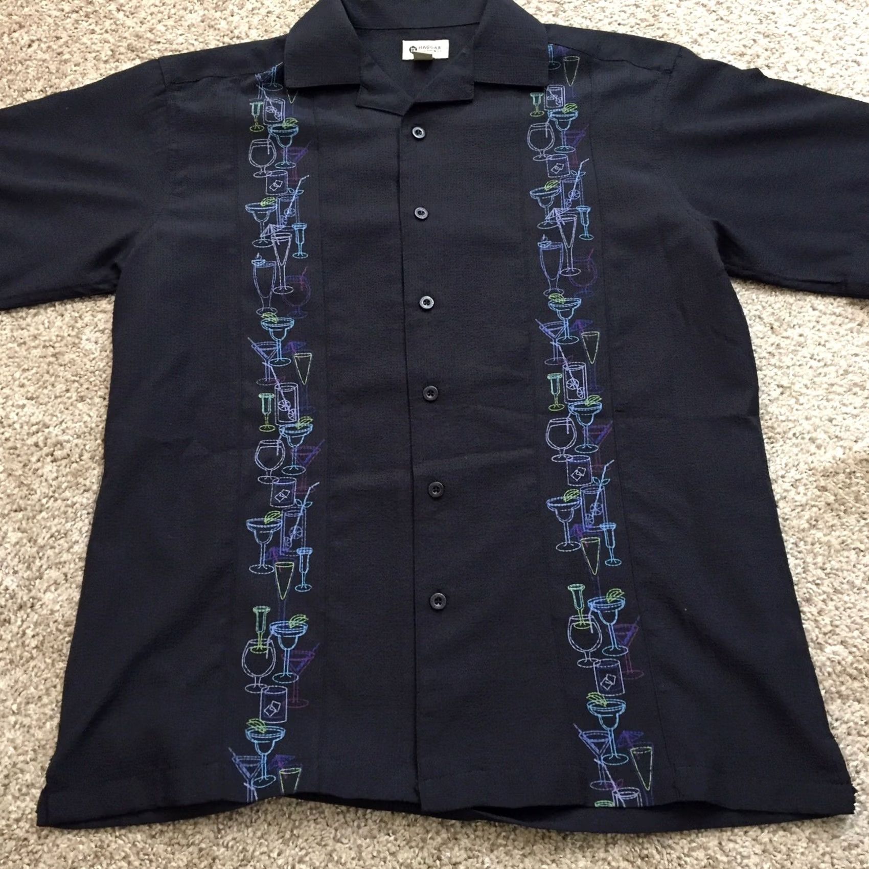 Haggar Haggar Shirt Mens S Black Cocktail Drinks Pattern Short Sleeve Button-Up Geometric, Pattern, Black, Haggar, Button-Up, Short Sleeve, Men's Shirt Size US S / EU 44-46 / 1 - 5 Thumbnail