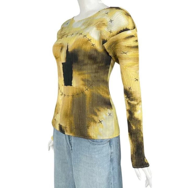 Issey Miyake Issey Miyake size:4 Yellow pleated long-sleeved shirt Size XS / US 0-2 / IT 36-38 - 2 Thumbnail