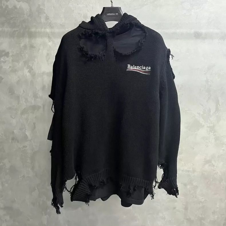 Balenciaga Balenciaga Black Classic Logo Monogram Embroidered Ripped Size US XS / EU 42 / 0 - 1 Thumbnail