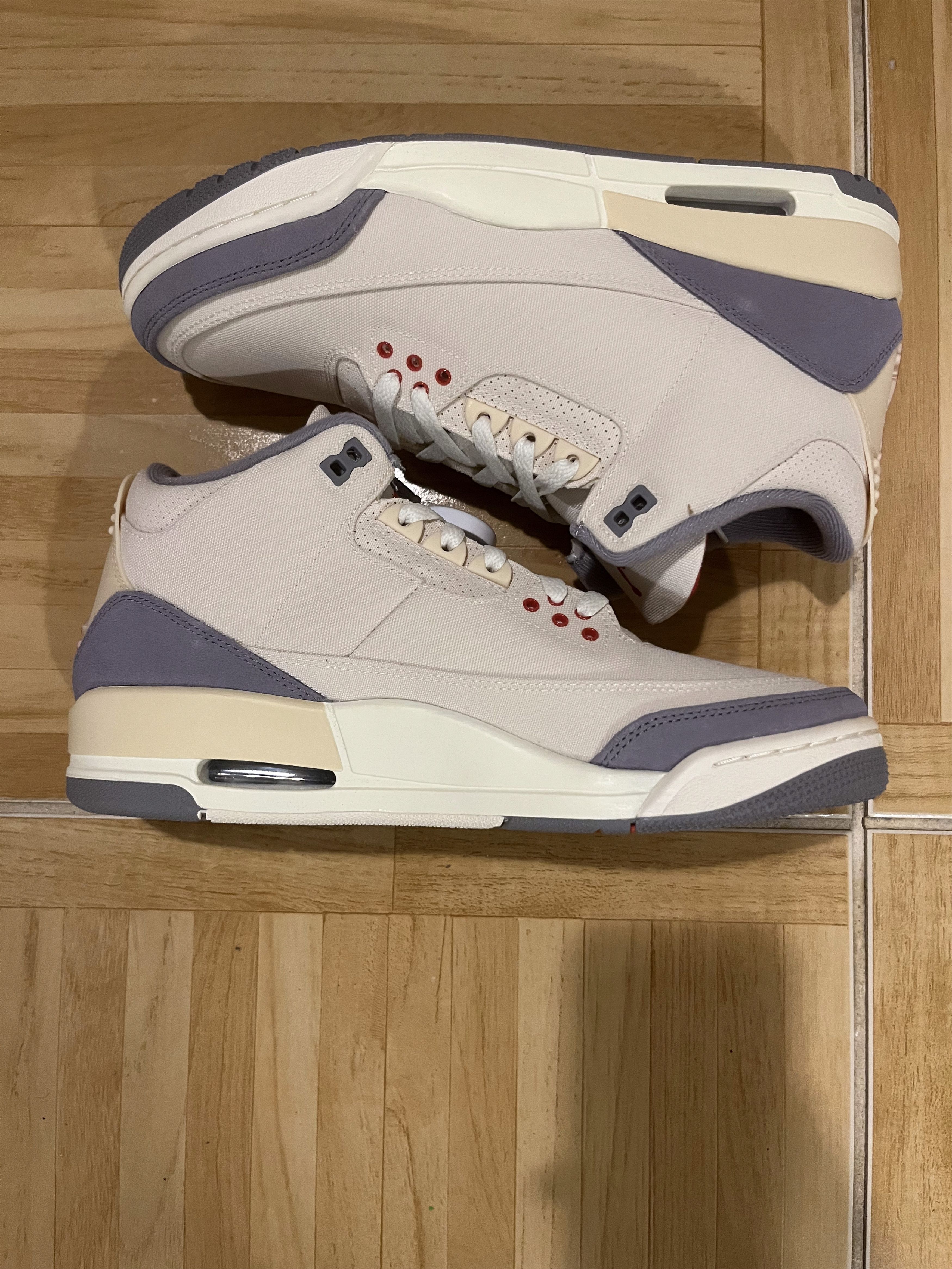 Jordan Brand Jordan 3 Retro Canvas Muslin Red Grey DH7139-100 Size 9.5 Size US 9.5 / EU 42-43 - 2 Thumbnail
