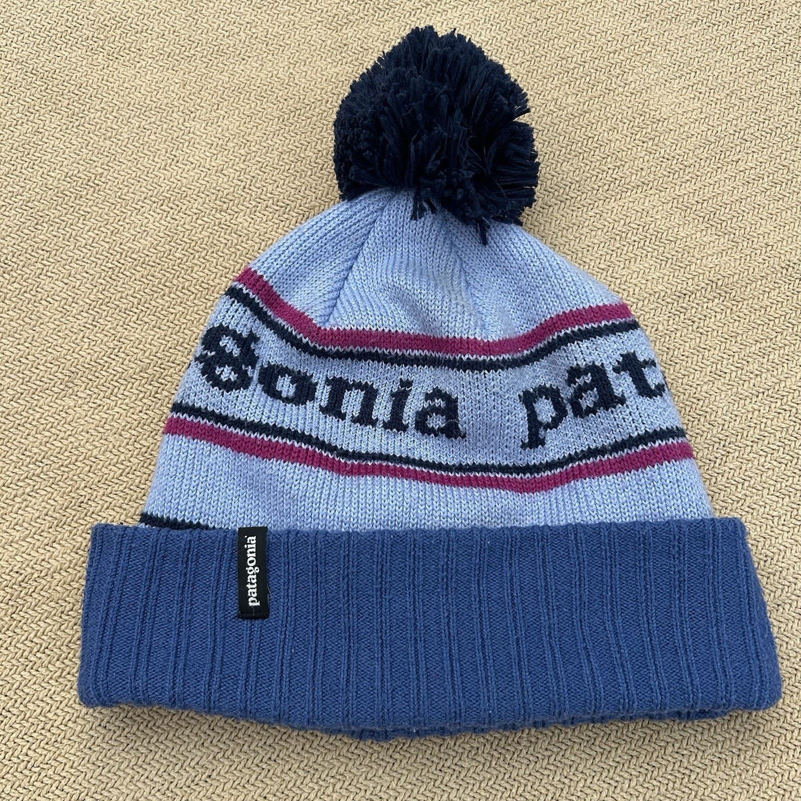 Patagonia Patagonia Powder Town Knit Spellout Pom Pom Beanie Size ONE SIZE - 1 Thumbnail