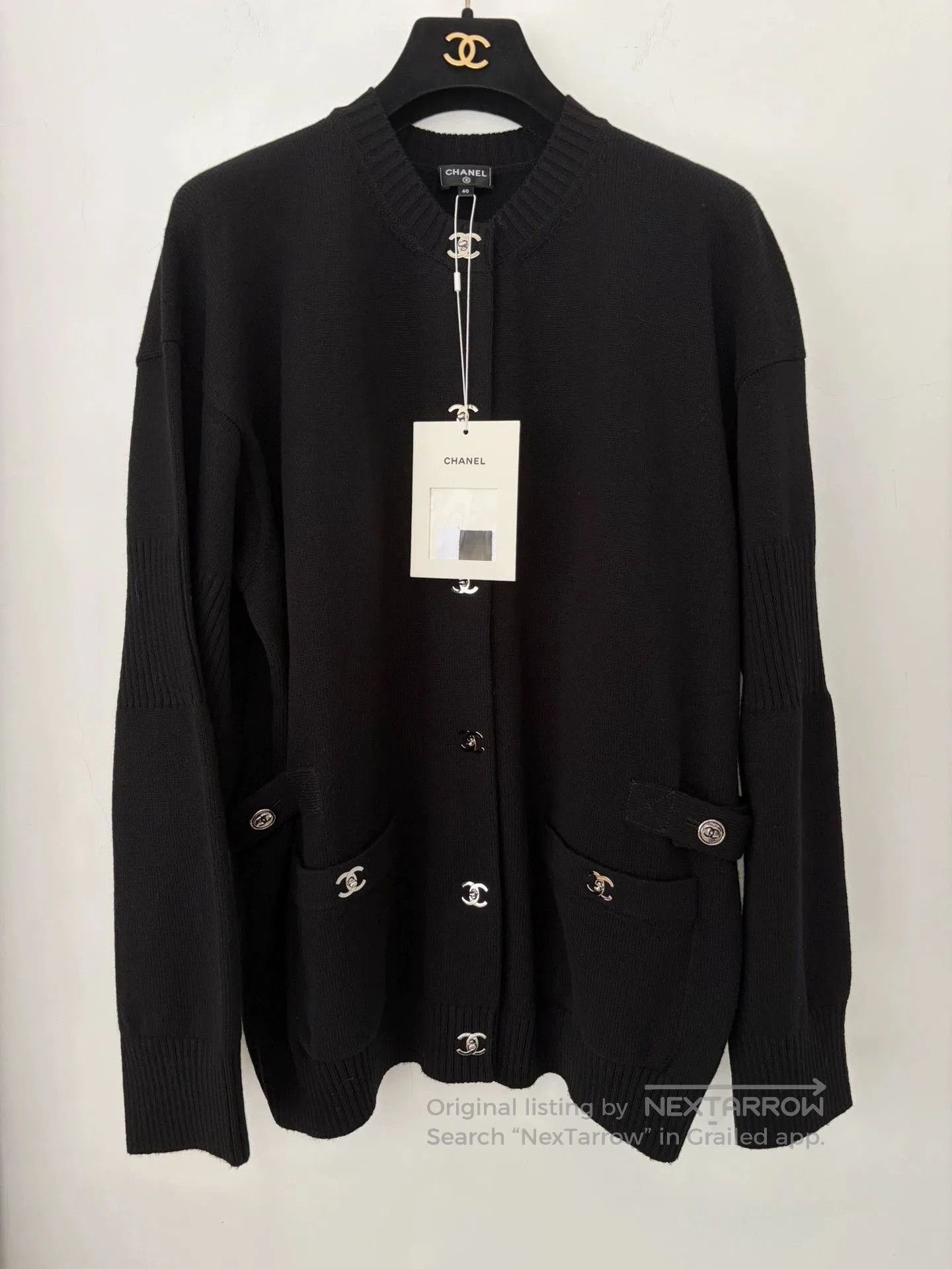 Chanel Chanel Black Knit Backpack Buckle Cardigan. Size US XL / EU 56 / 4 - 1 Thumbnail