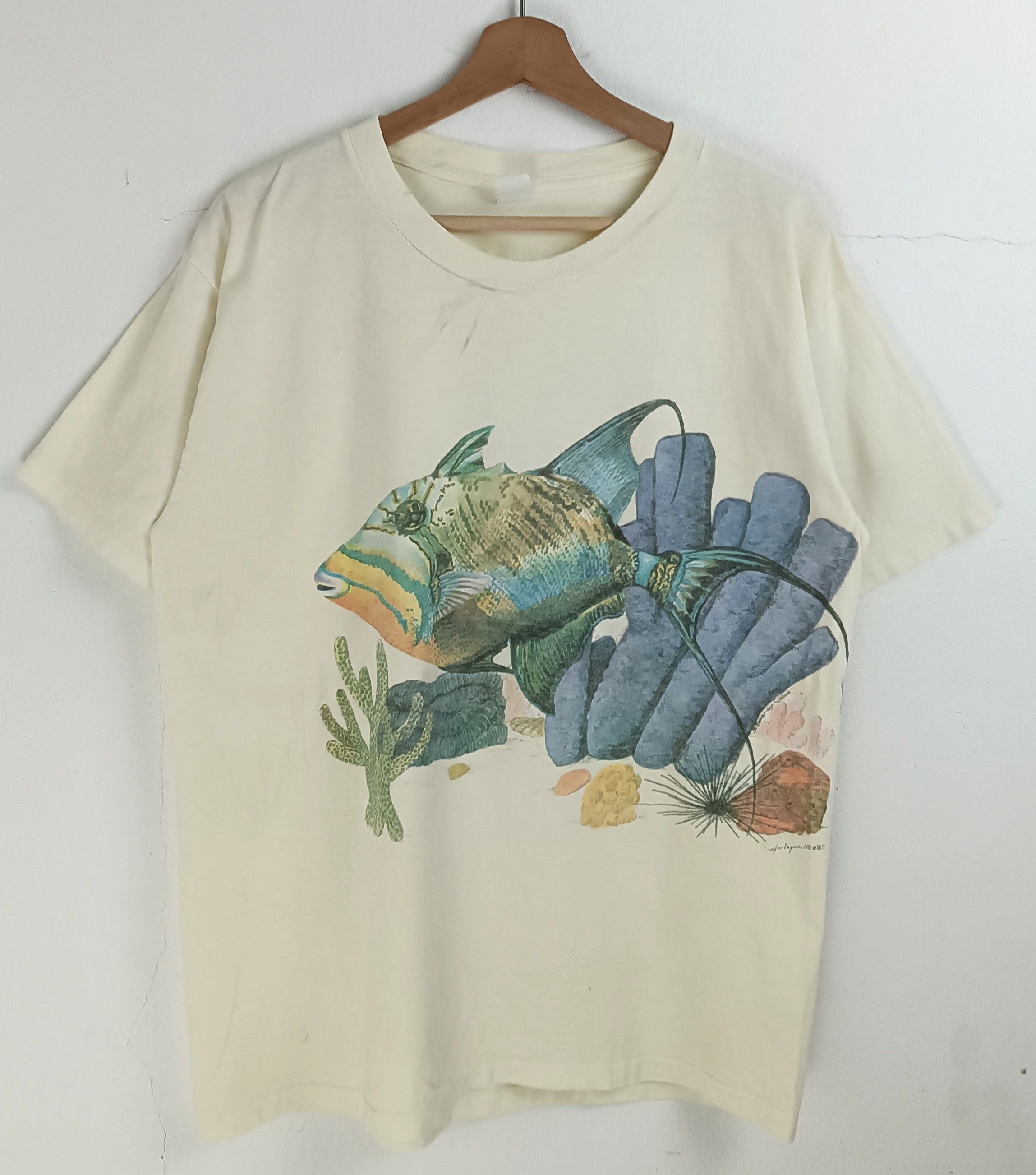 Vintage VINTAGE 80'S HARLEQUIN NG' 87 ART FISH SEA NEMO VERY RARE Size US L / EU 52-54 / 3 - 3 Thumbnail