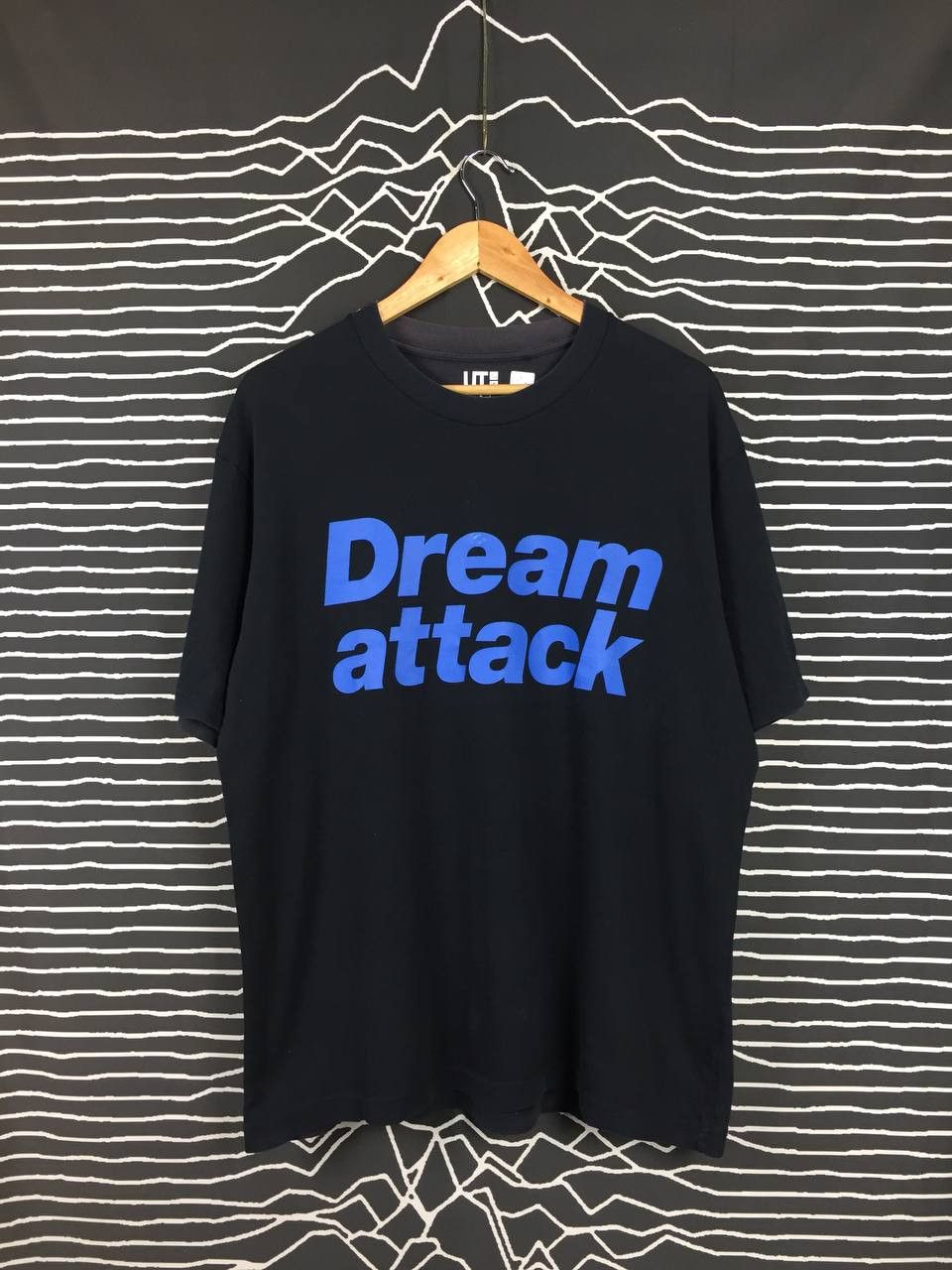 image of Band Tees Peter Saville And New Order Dream Attack Uniqlo Tee in Black, Men's (Size Large)